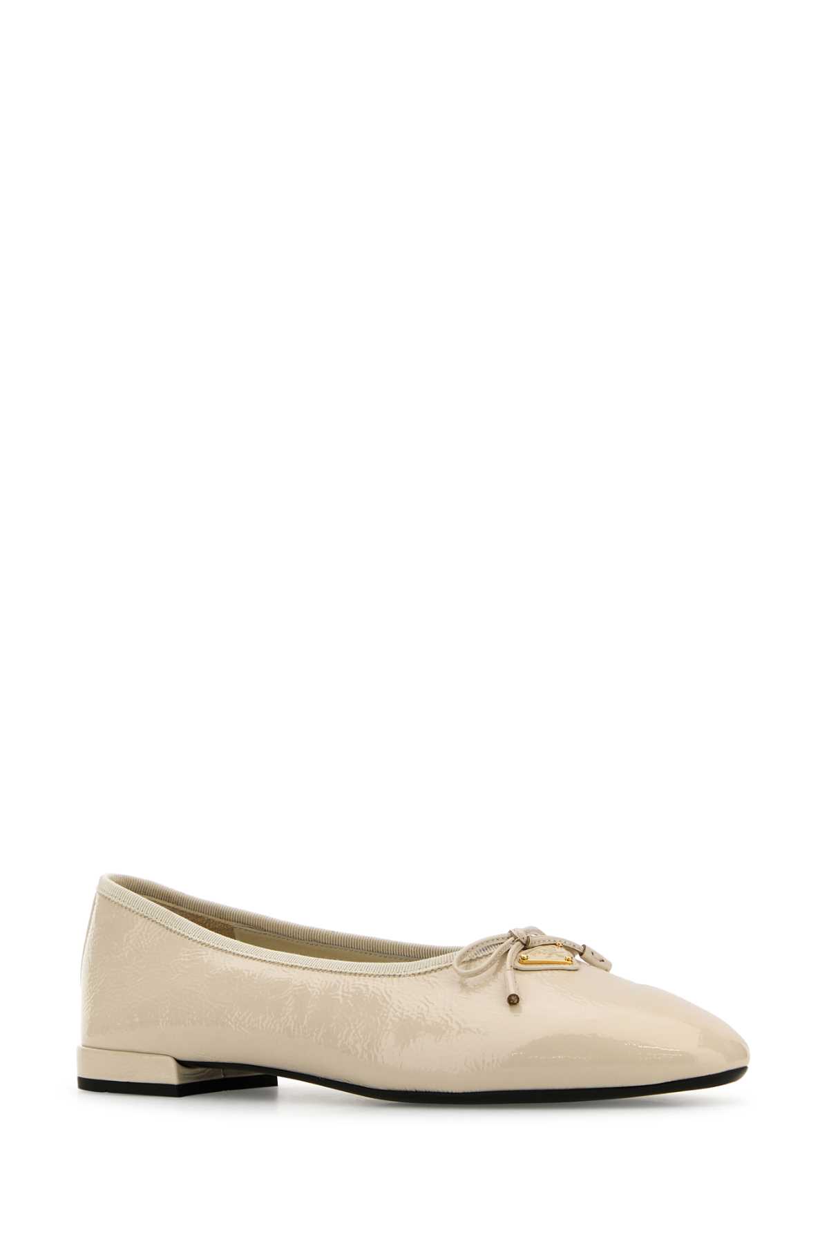 フラットシューズ PRADA Ivory leather ballerinas Ivory Nappa Leather And Raffia Ballerinas | PRADA