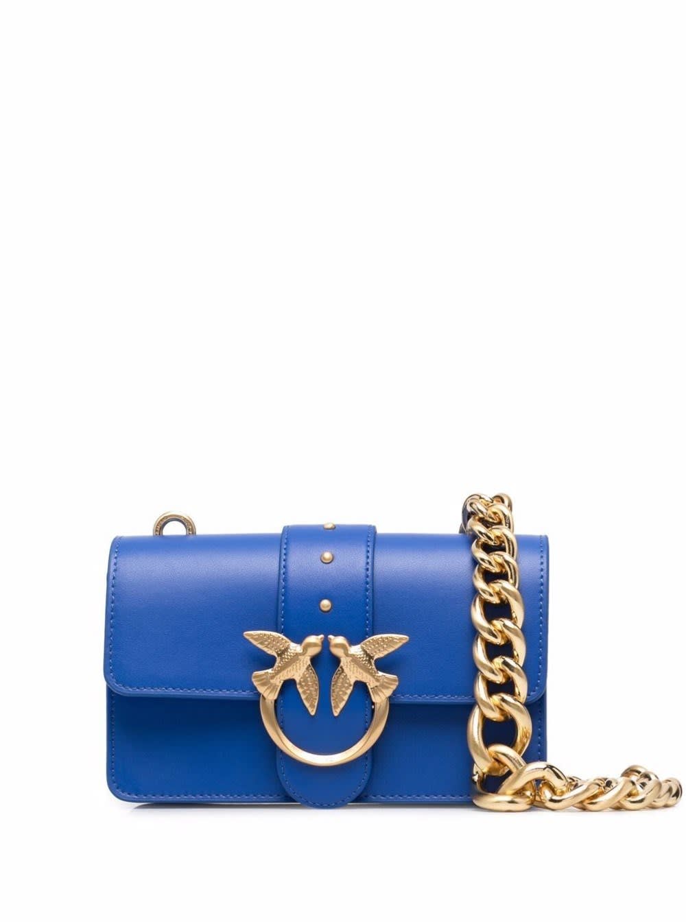 Pinko Love Mini Crossbody Bag In Blue Leather | italist