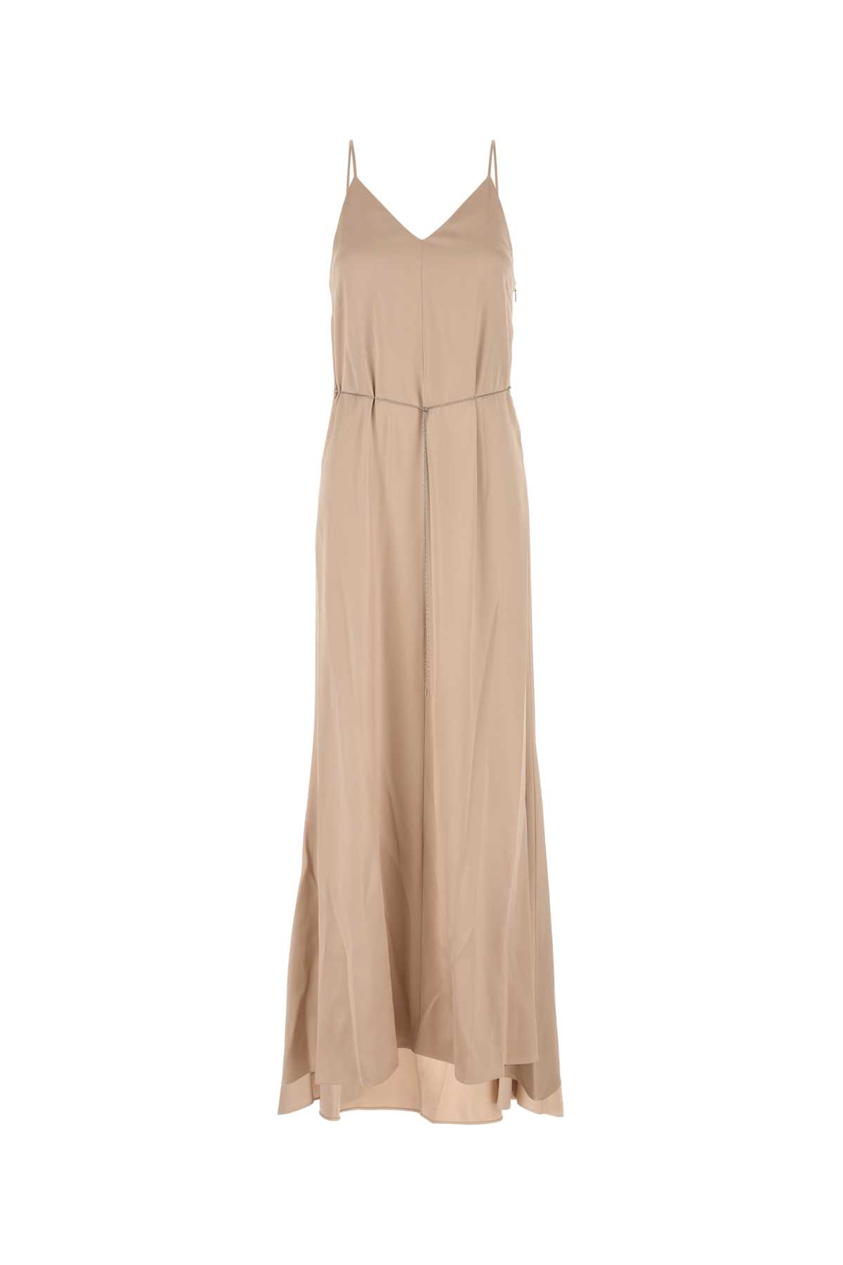 beige satin long dress