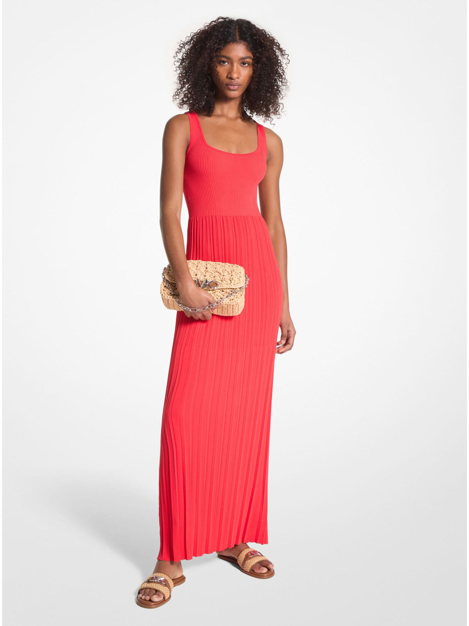 オールインワン・サロペット Michael Kors Pleated Maxi Dress With High Neckline MICHAEL Michael Kors Chain Halter-Neck Pleated Georgette