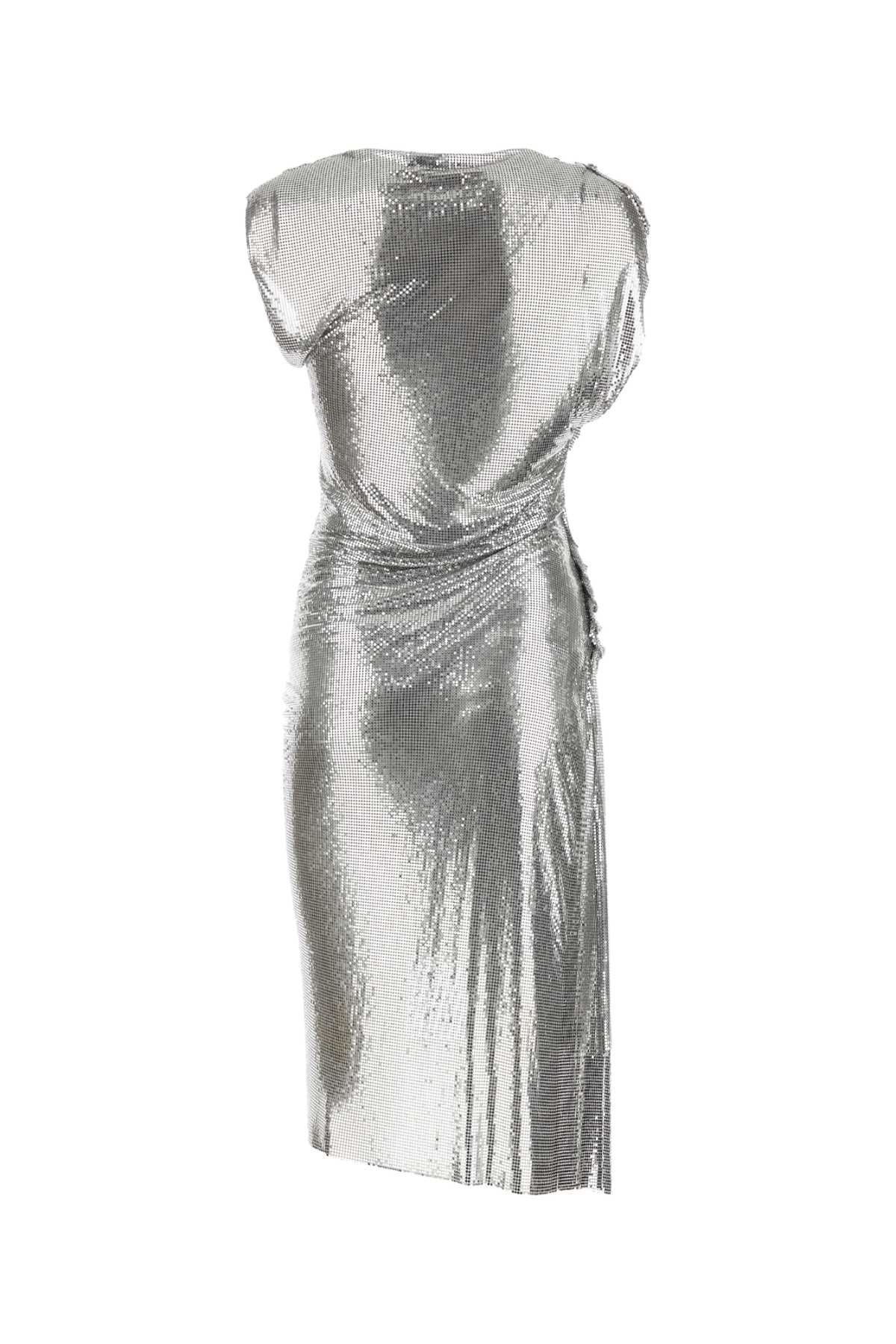 button sided metallic sleeveless dress