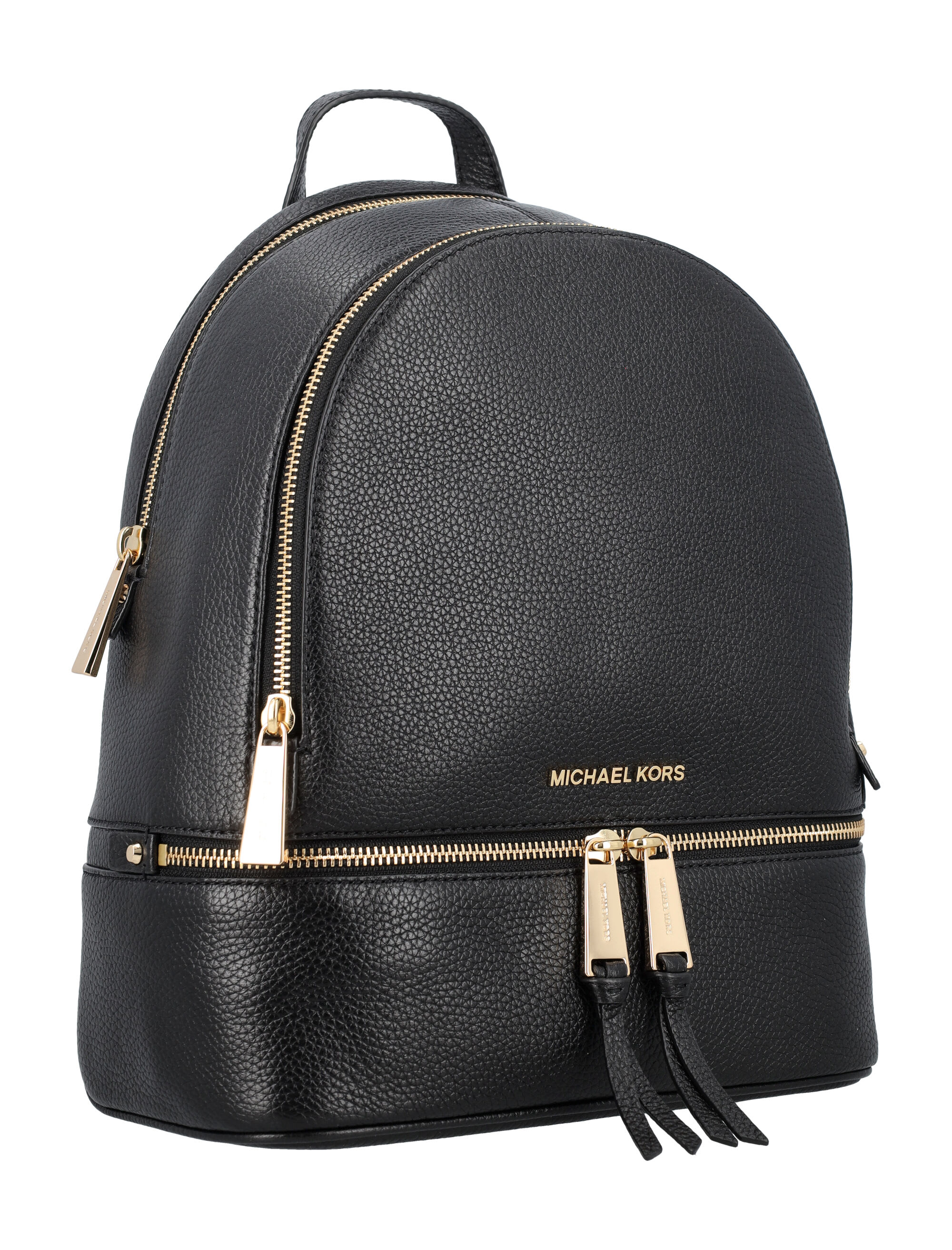 MICHAEL KORS RHEA ZIP BACKPACK IN HAMMERED LEATHER Woman Black