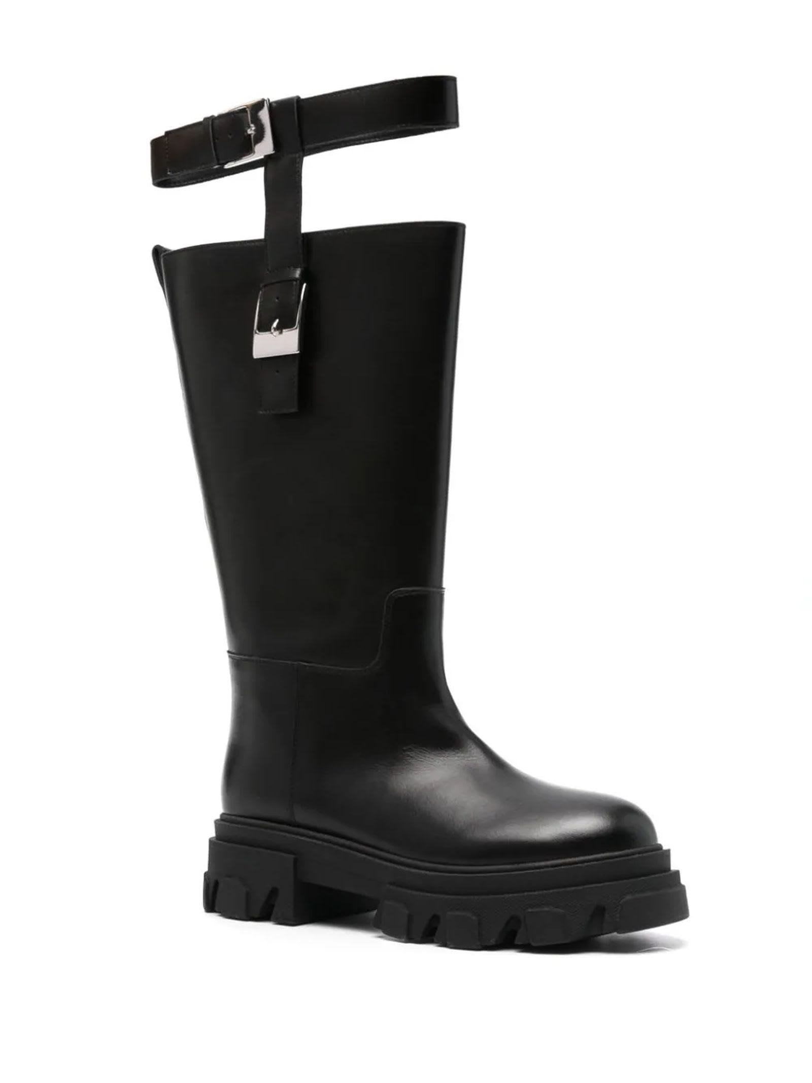 GIA BORGHINI Black Calf Leather Boots | italist
