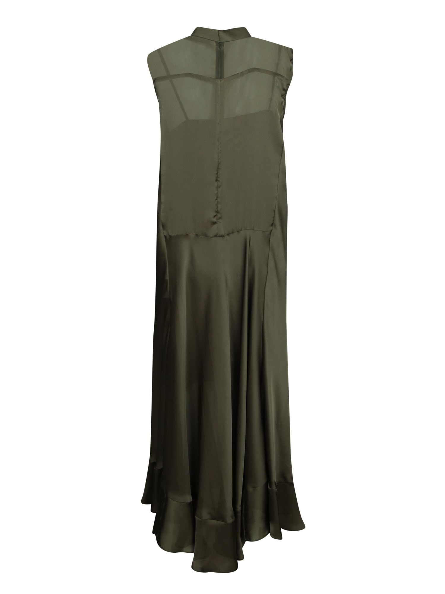【送料&関税込】Sacai Khaki Satin Long Dress Sacai Khaki Satin Long Dress | italist