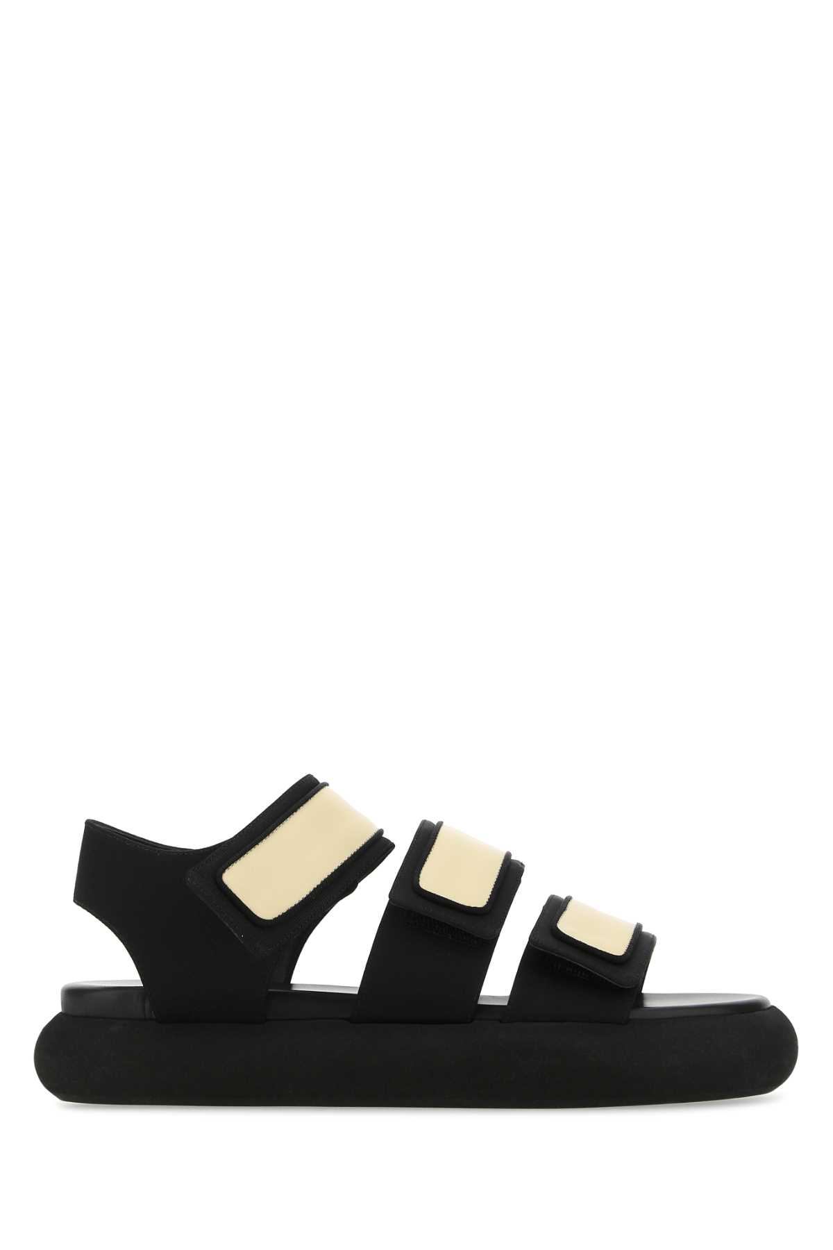 サンダル・ミュール NEOUS Two-tone fabric and leather Octans sandals Neous Two-tone Fabric And Leather Octans Sandals | italist