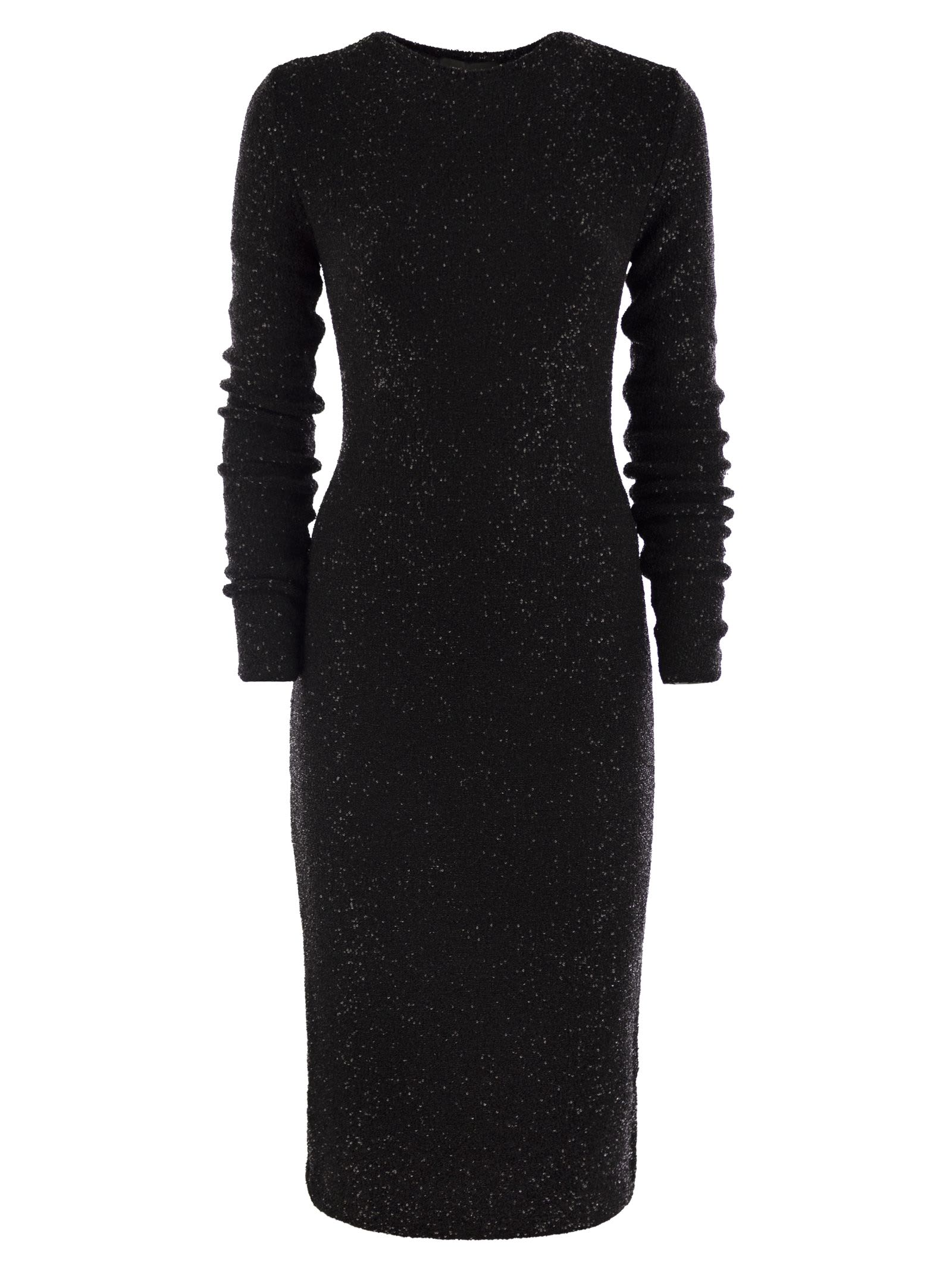 crew-neck dress with micro sequins