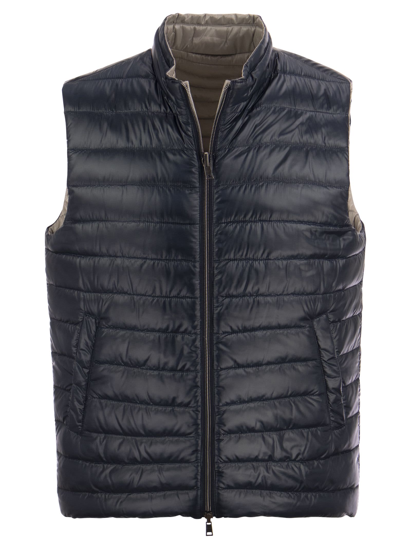 【関税＆送料込み】Herno Black Reversible Sleeveless Vest W Men's Waistcoats | Herno