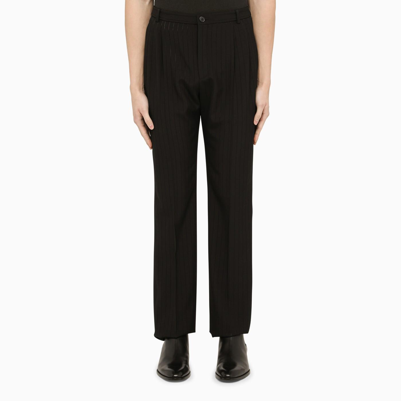 Saint Laurent Black Pinstripe Tailored Trousers | italist