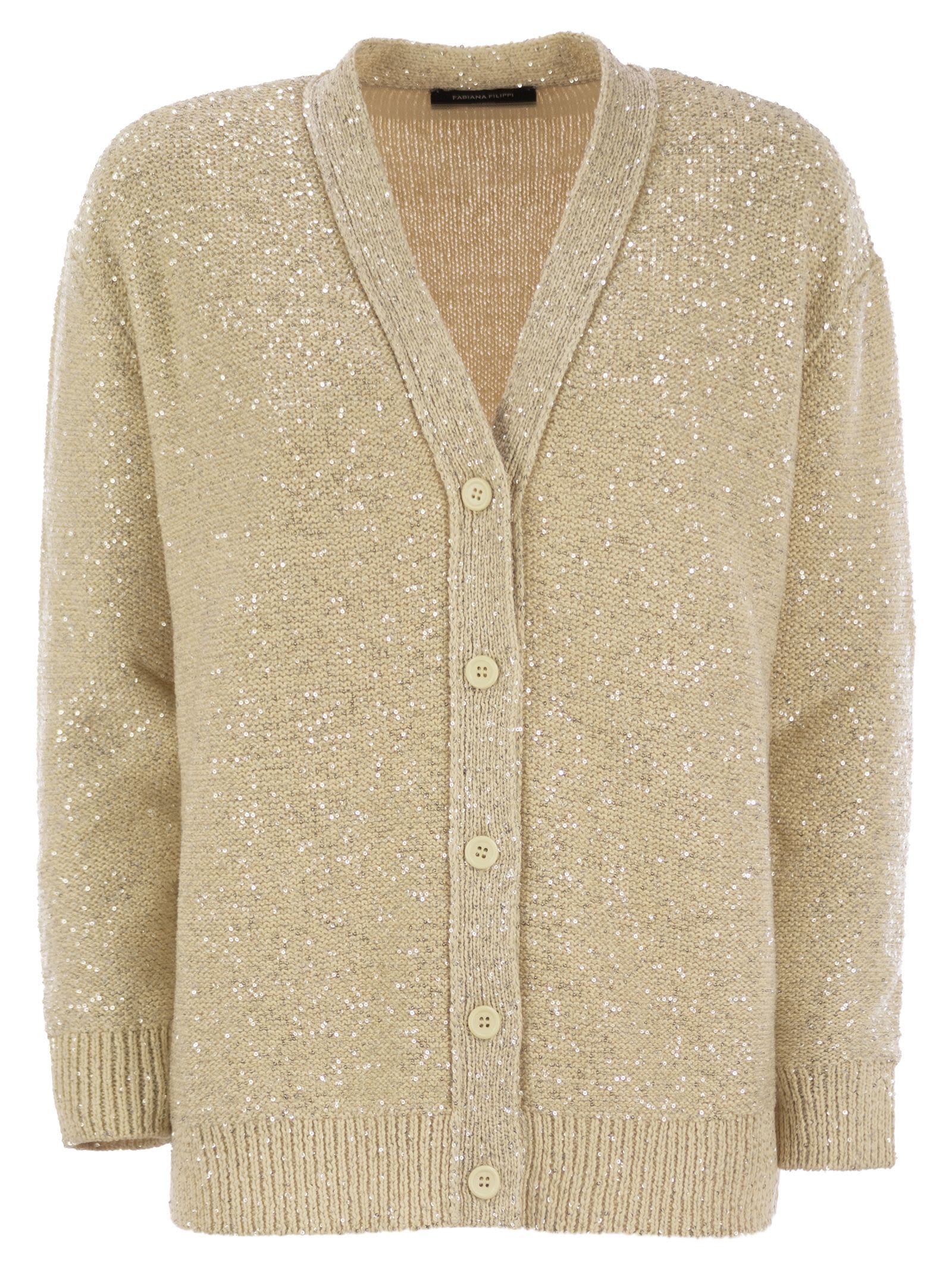 Fabiana Filippi Cotton Knit Cardigan With Sequins | italist