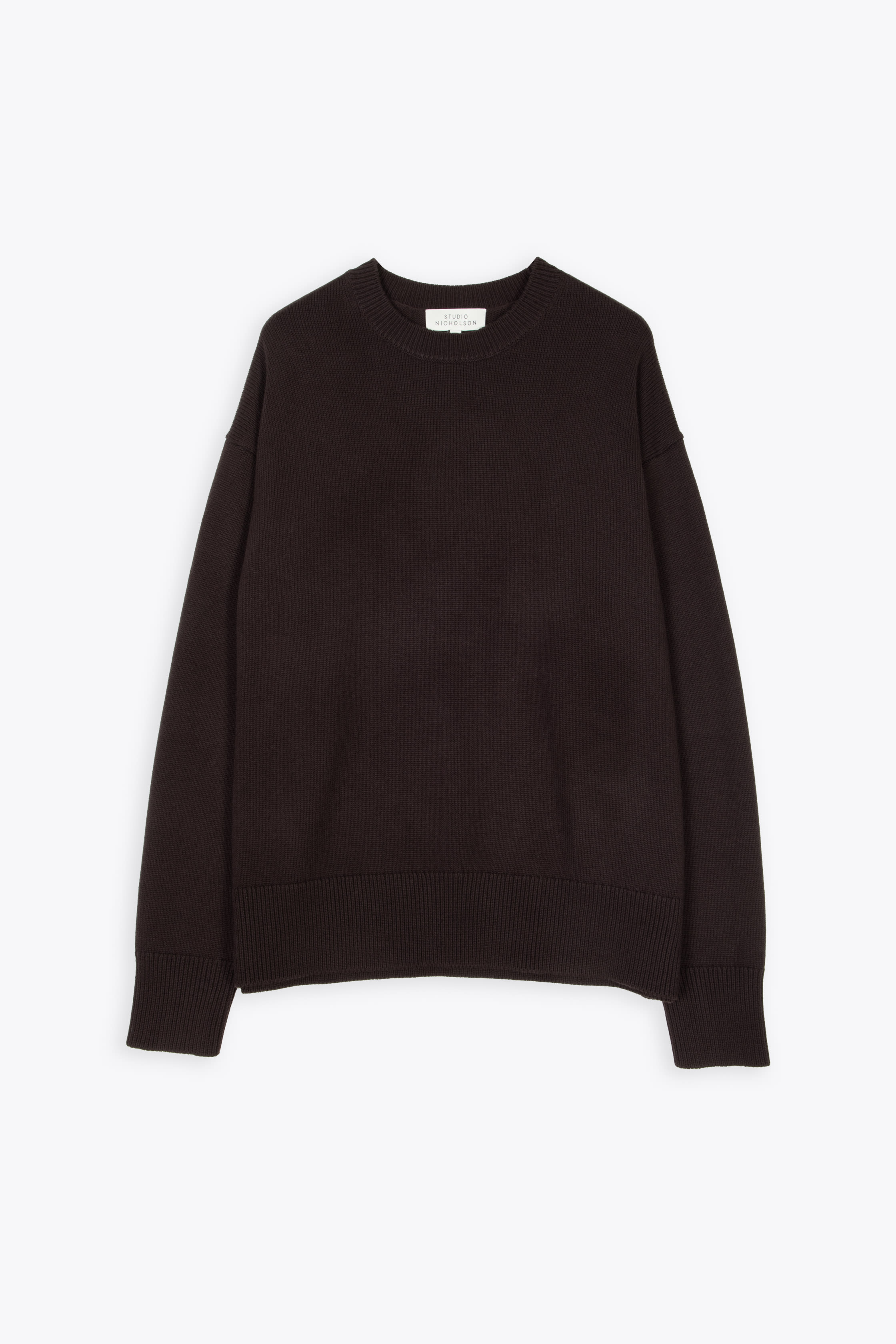 Studio Nicholson 5gg Oversize Crew Neck Dark brown wool crewneck