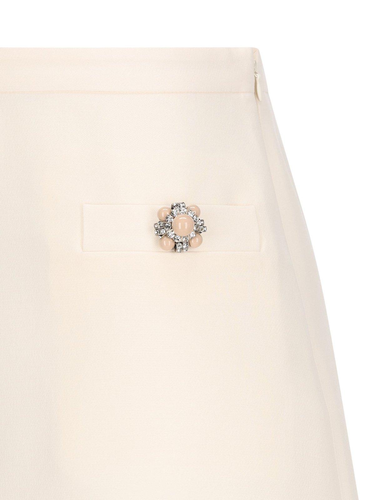 【送料&関税込】Valentino Button Embellished A-line Mini Ski VALENTINO GARAVANI Button-embellished wool and silk-blend
