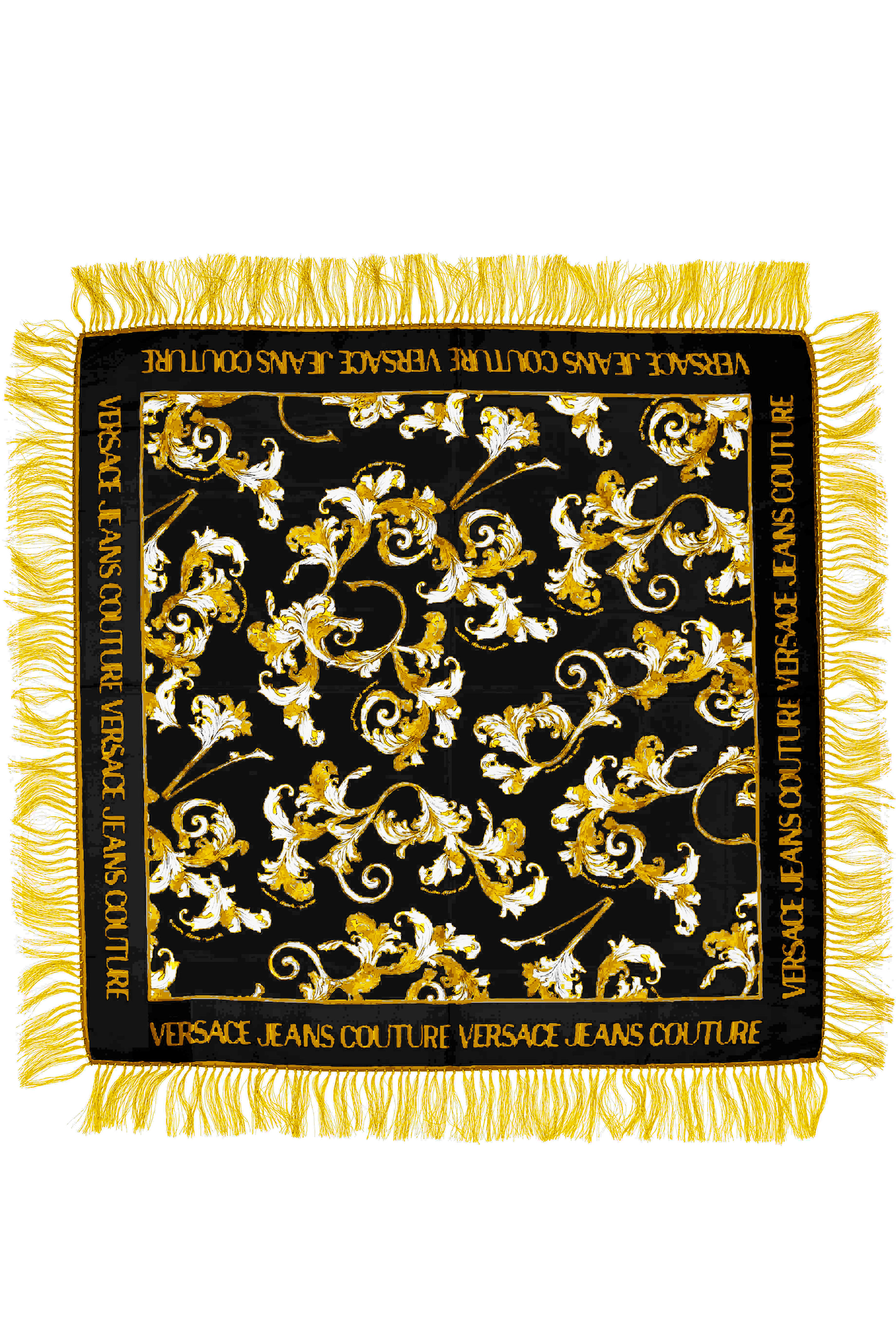 スカーフ VERSACE JEANS SS25 (78HA7H02 ZG354982) Black scarf with contrasting logo accents brand VERSACE