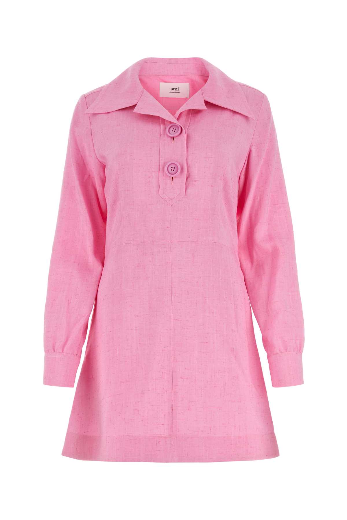 melange pink stretch viscose shirt dress