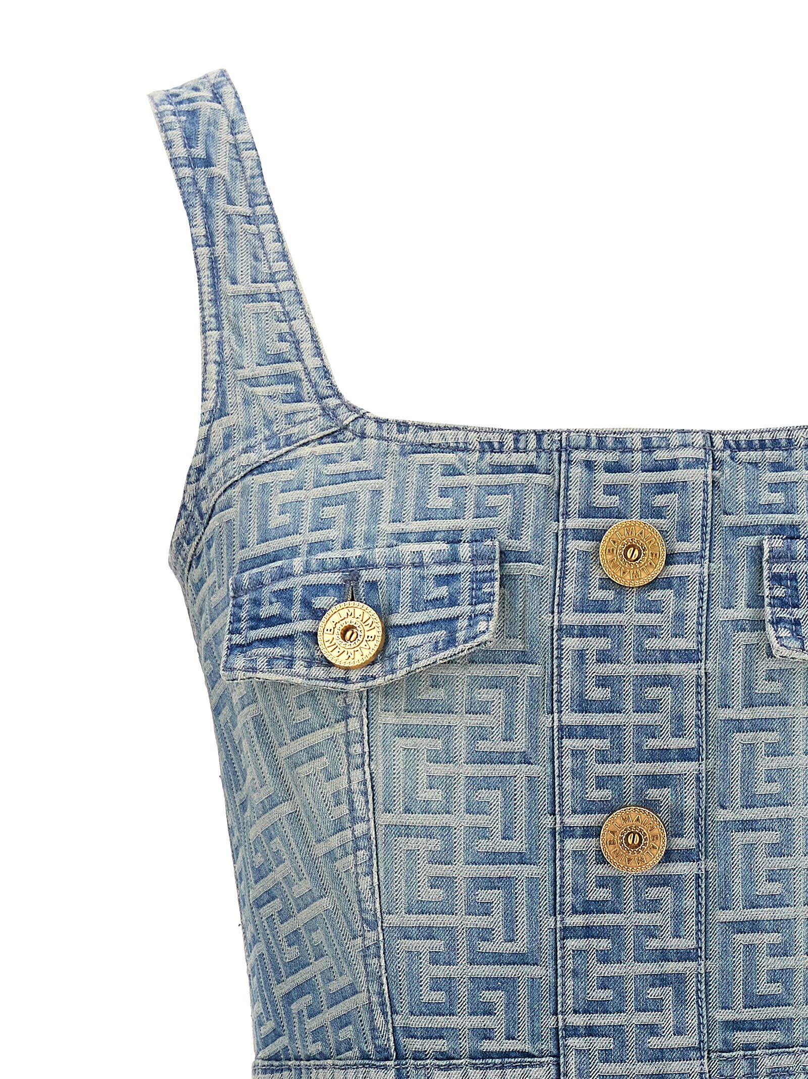 【送料&関税込】Balmain Monogram Denim Mini Dress Balmain Monogram Denim Mini Dress | italist
