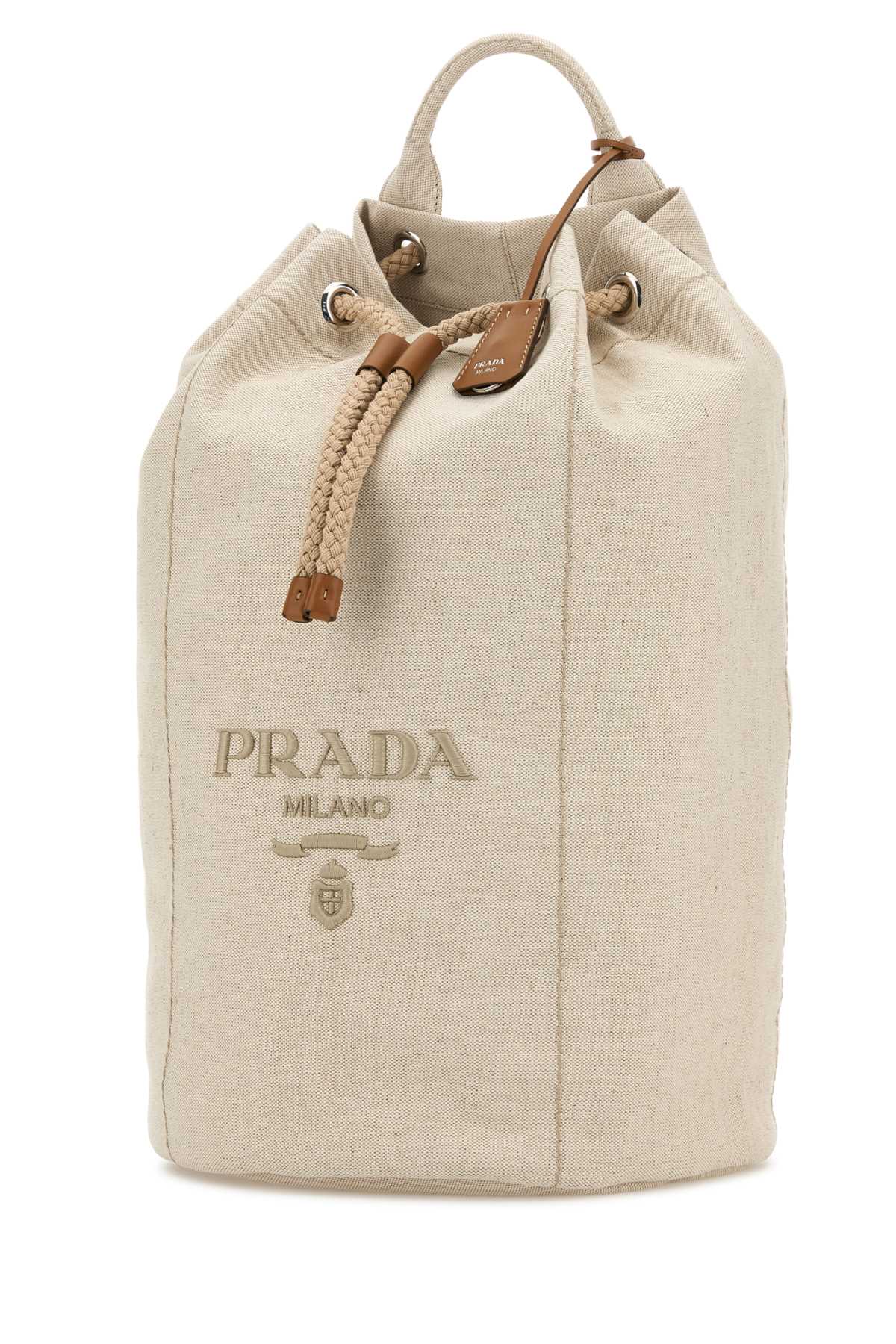 【PRADA】Sand canvas shopping bag Prada Sand canvas tote bag for Women Online USA at Darveys.com