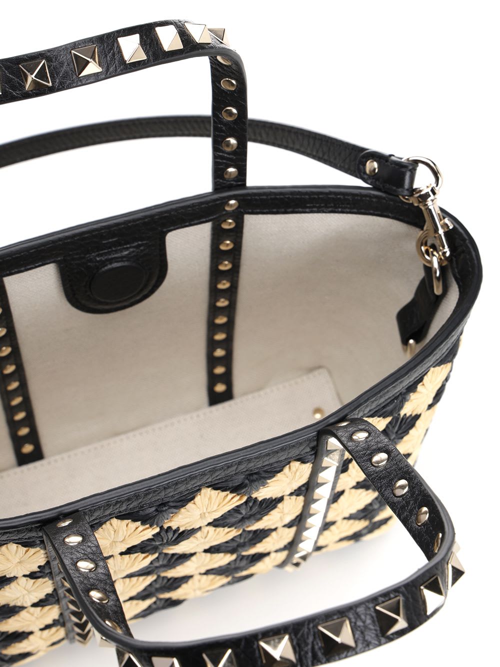 Valentino Garavani Embroidered Raffia Mini Rockstud Handbag