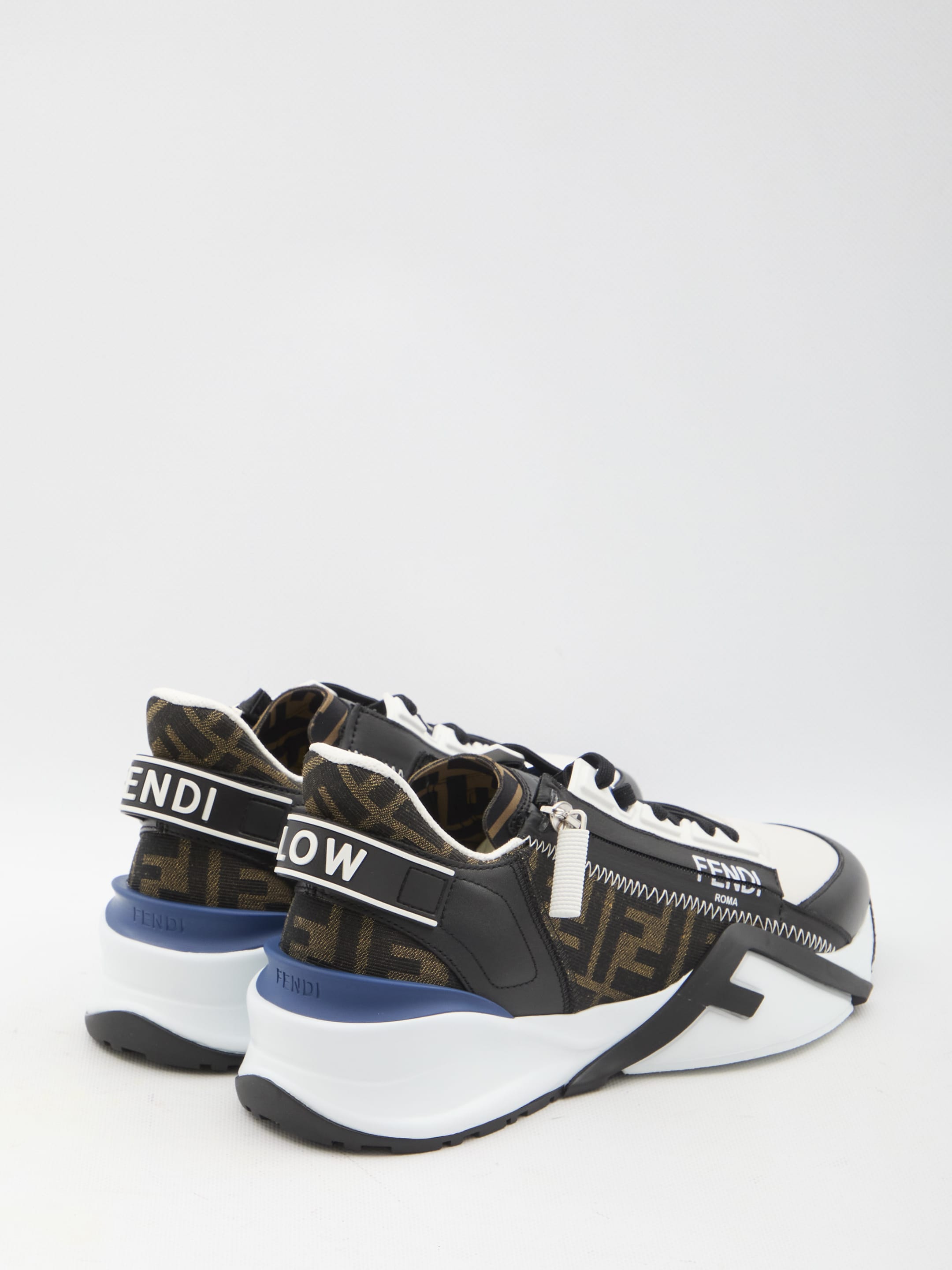 スニーカー FENDI MULTICOLOR LEATHER AND JACQUARD FENDI FLOW SNEAKERS Fendi Flow Sneakers Leather Beige | Fendi