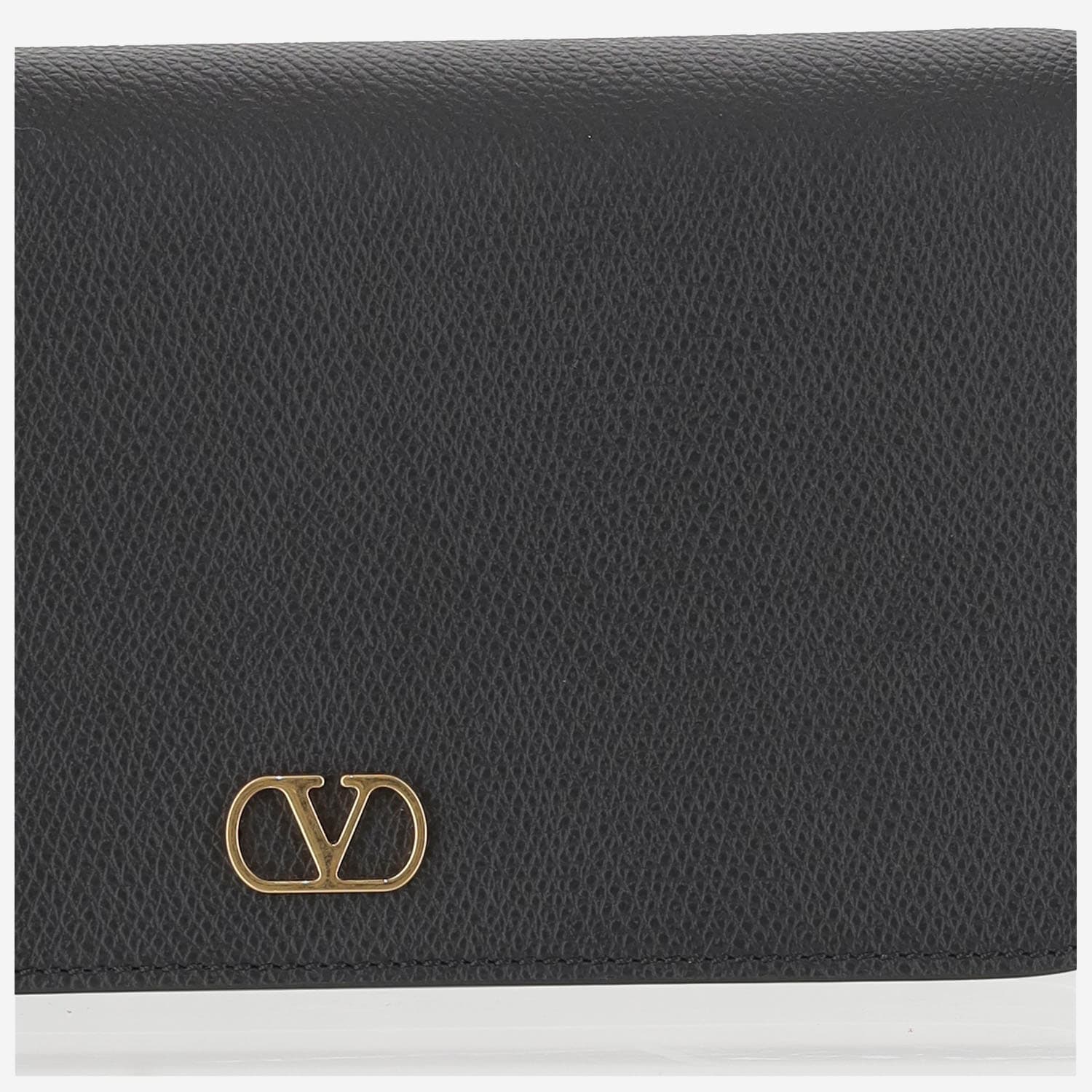 クラッチバッグ Valentino Garavani Black Leather Vlogo Signature Clutch Vlogo Signature Grainy Calfskin Clutch Bag for Woman in