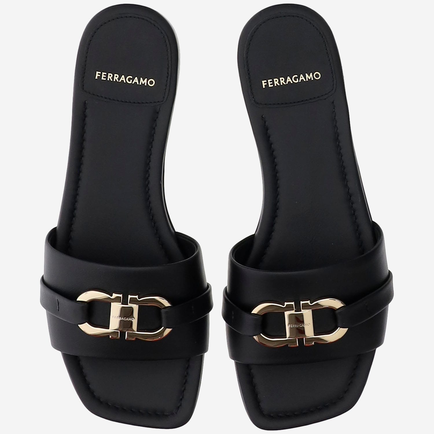 サンダル・ミュール Ferragamo Leather Flat Sandals With Logo Ferragamo Leather Flat Sandals With Logo | italist