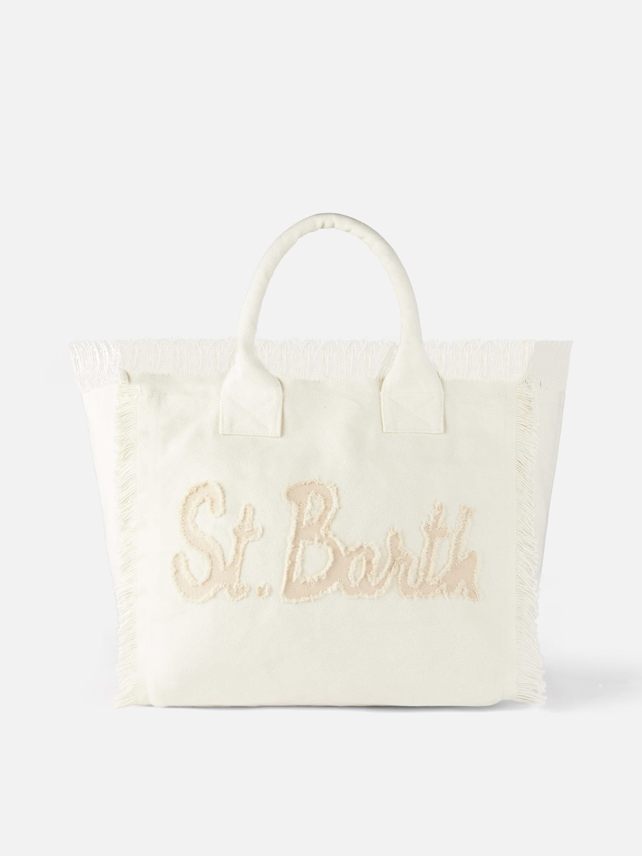 MC2 Saint Barth Vanity tote bag with patch for women White/Multicolor