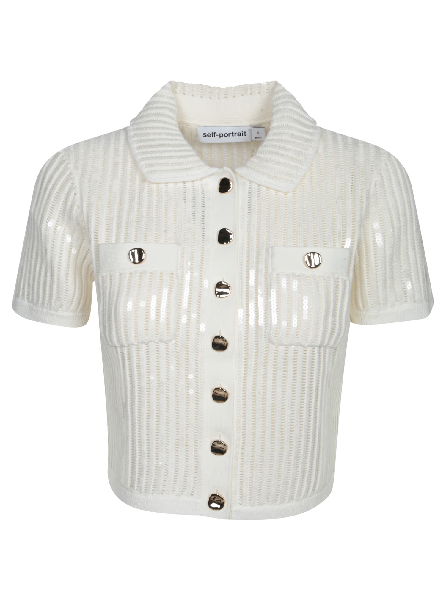 Tシャツ・カットソー Self-Portrait Crochet' White Cotton Blend Top Self Portrait Crochet White Cotton Blend Top | SS25126TWWHITE