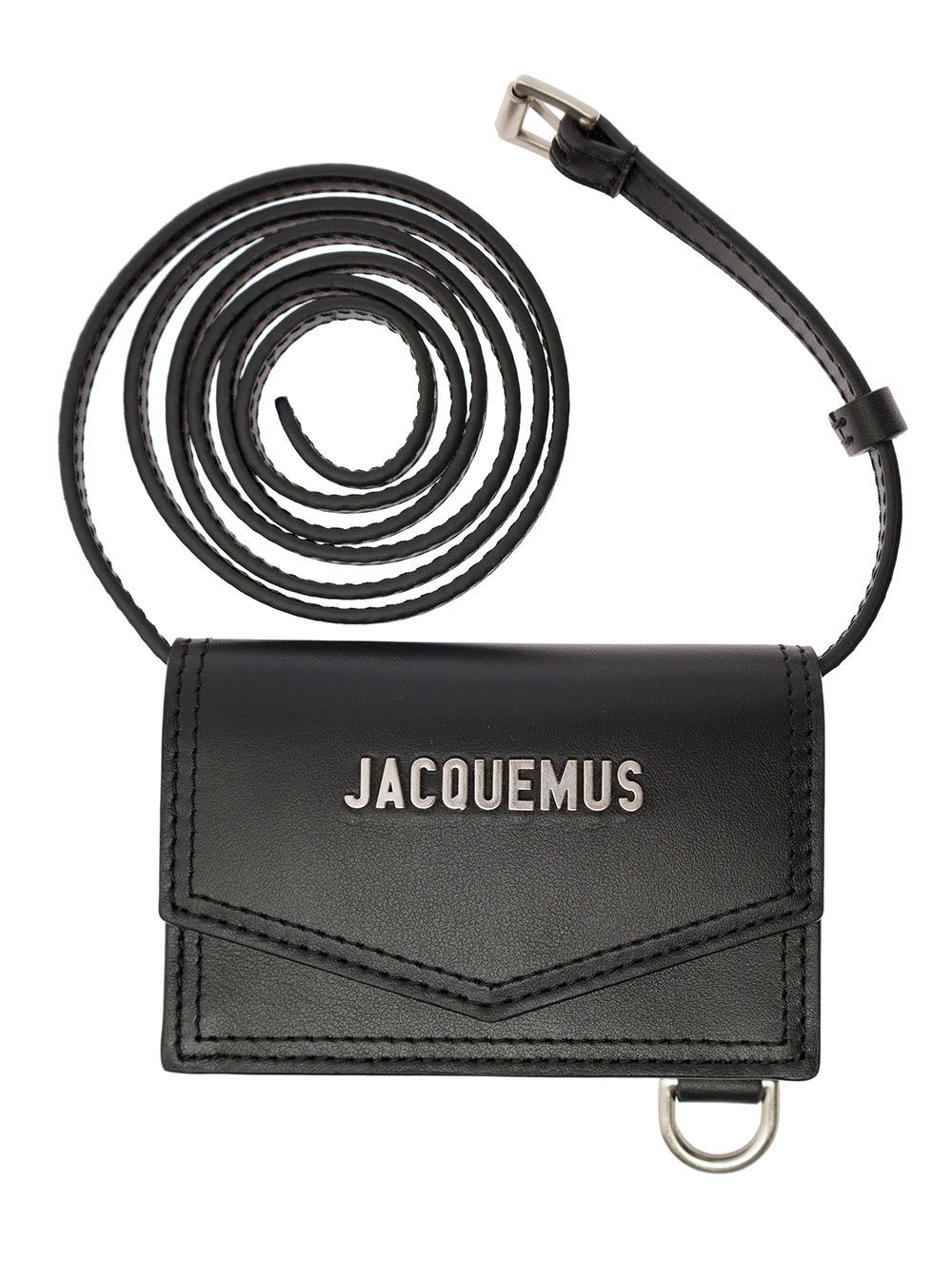 Jacquemus 'le Porte Azur' Black Strap Wallet With Front Logo In