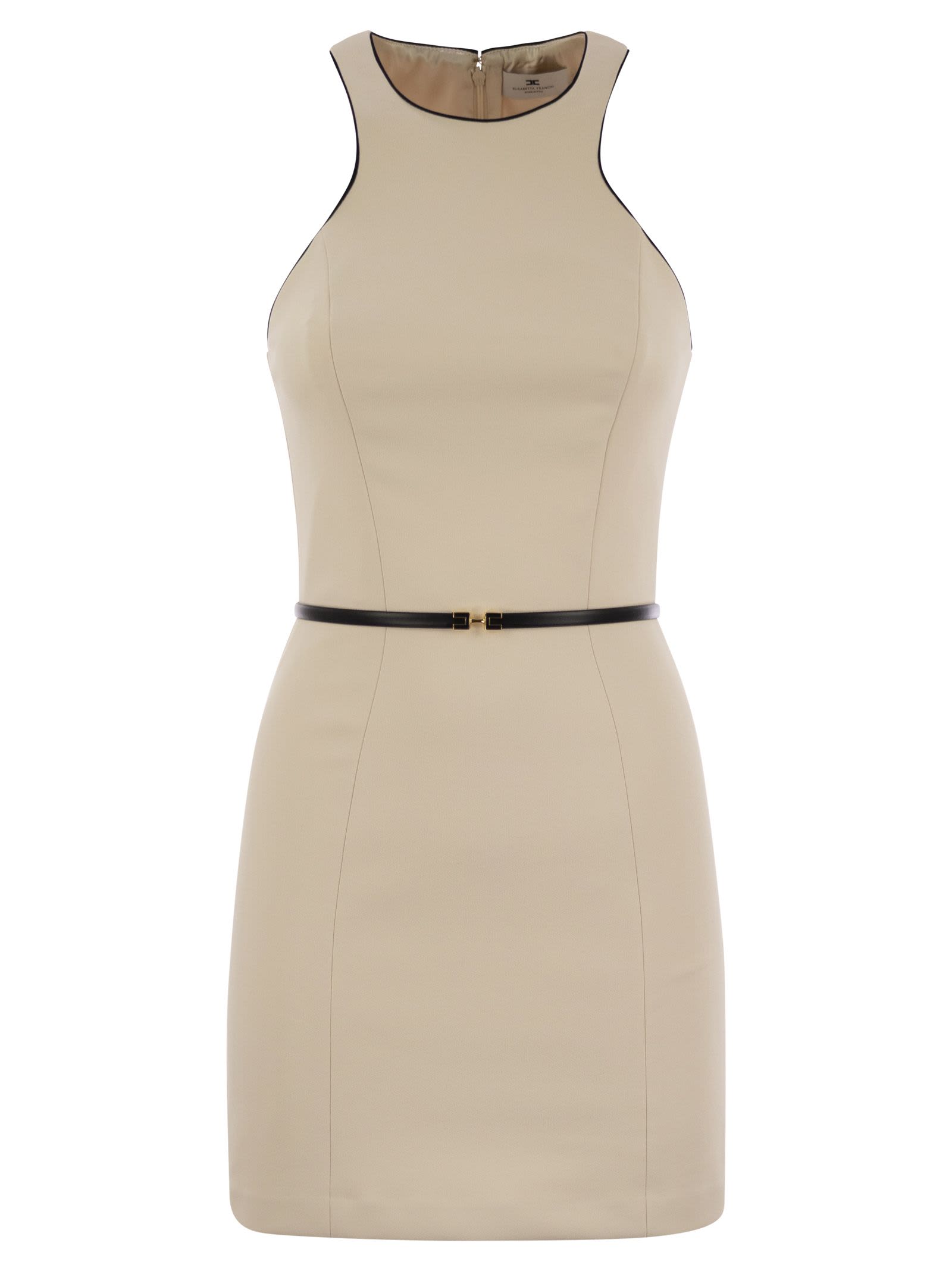パーティードレス ELISABETTA FRANCHI Crepe dress with contrasting belt Elisabetta Franchi Crepe Dress With Contrasting Belt – BALTINI