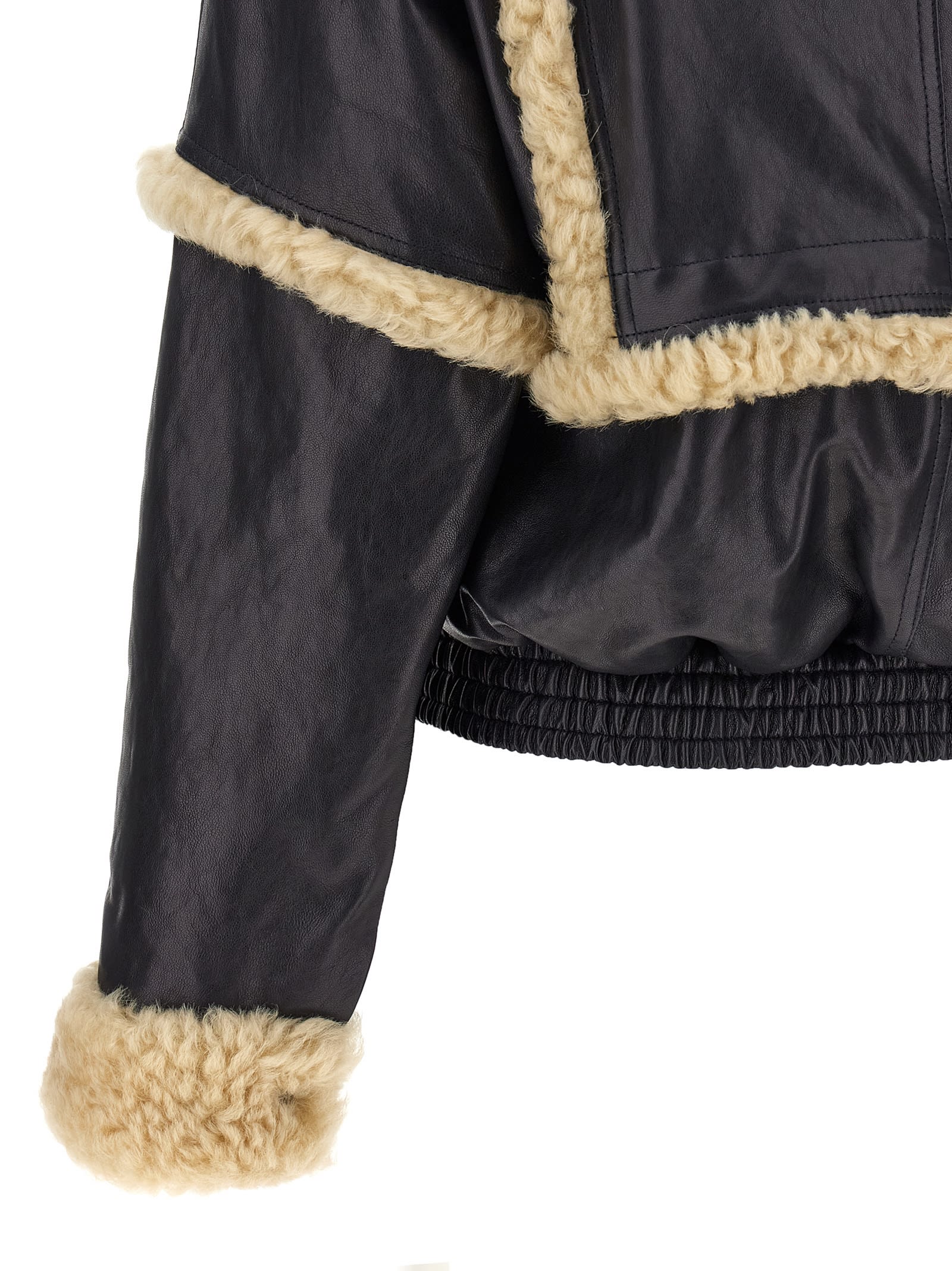 ジャケット MAGDA BUTRYM 'PF 25' jacket Snap-collar leather aviator jacket in brown