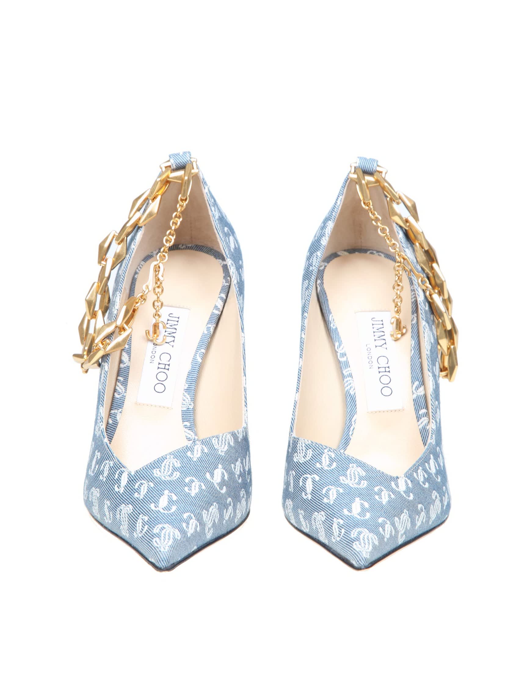 Diamond Tilda Denim Slingback Pumps in Blue - Jimmy Choo