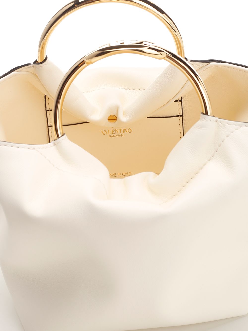Valentino Garavani Ivory Leather Bucket Bag | italist