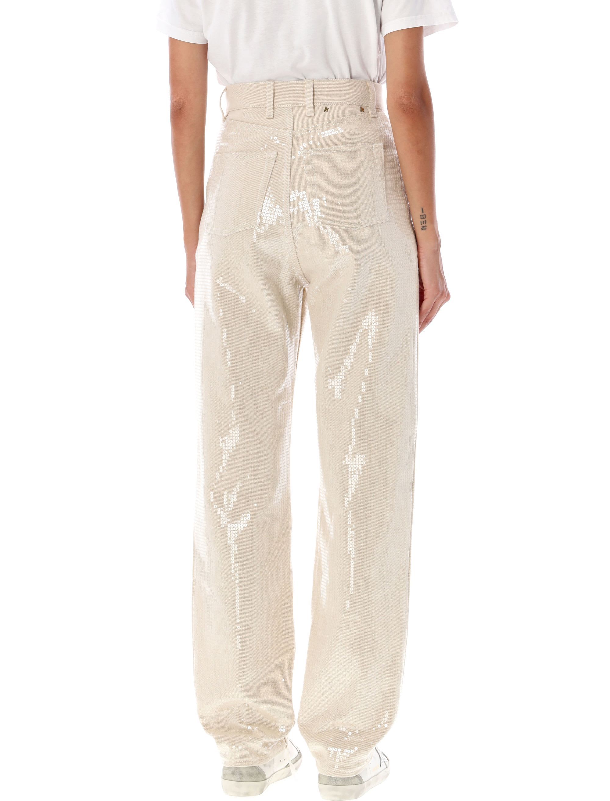 デニム・ジーパン GOLDEN  Women Denim Pants GWP00844 P00098010190 Beige Women's optical white-colored cotton denim pants