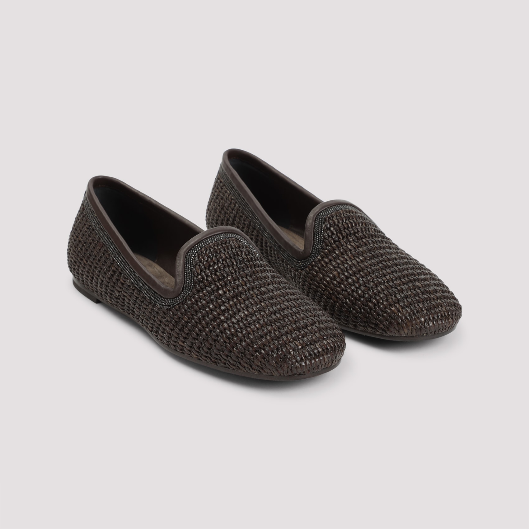 ブルネロクチネリ Brunello Cucinelli Raffia Slippers Brunello Cucinelli Monili-Embelled Techno Raffia拖鞋