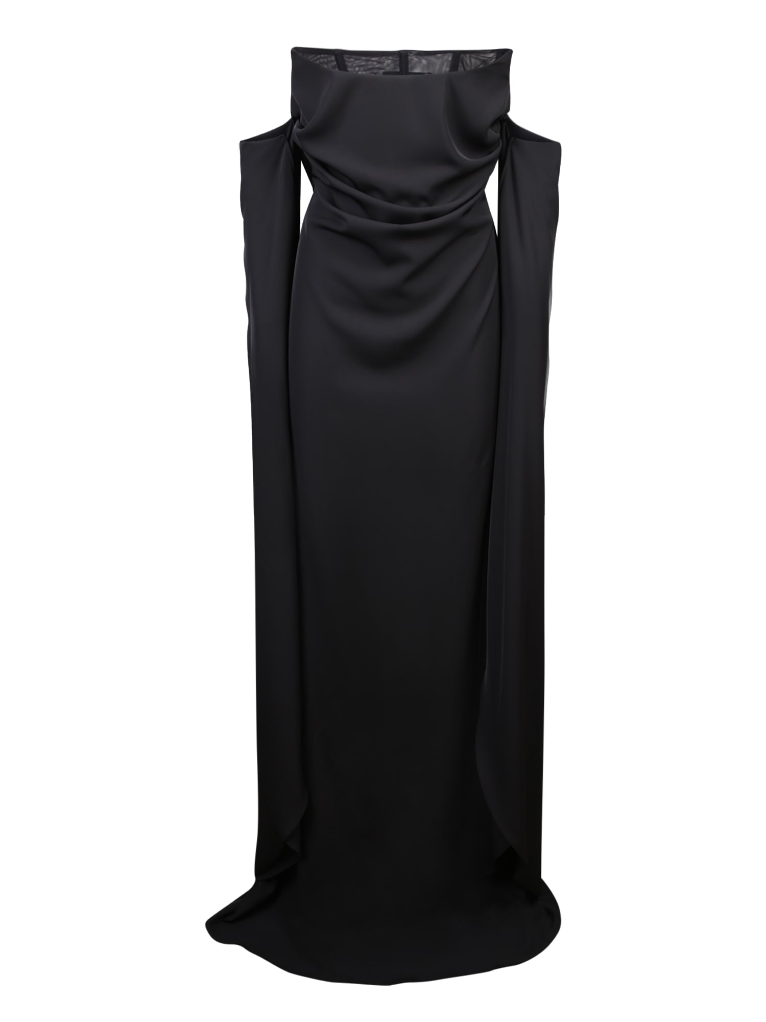 black long open-sleeve dress