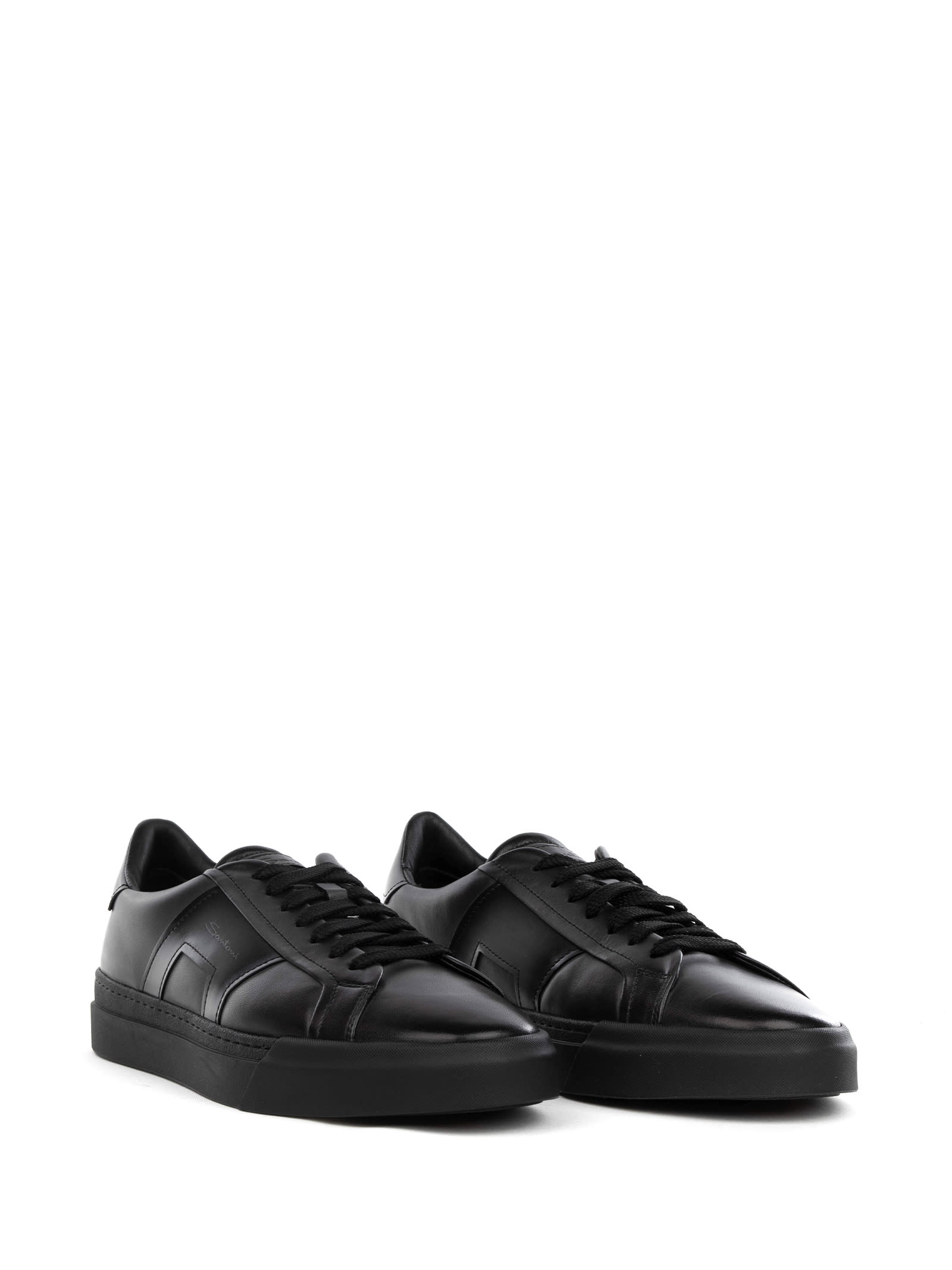 Santoni Sneaker Grey Black Leather | italist