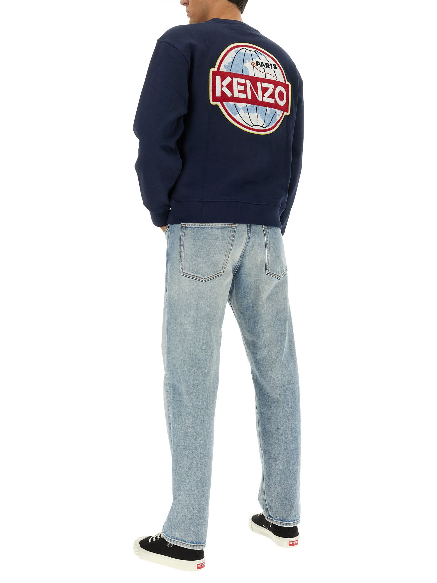 ★KENZO★ Globe Classic Sweatshirt Blue FD65SW0894ME77 FD65S MUSINSA | KENZO Globe Classic Sweatshirt - Blue / FD65SW0894ME77