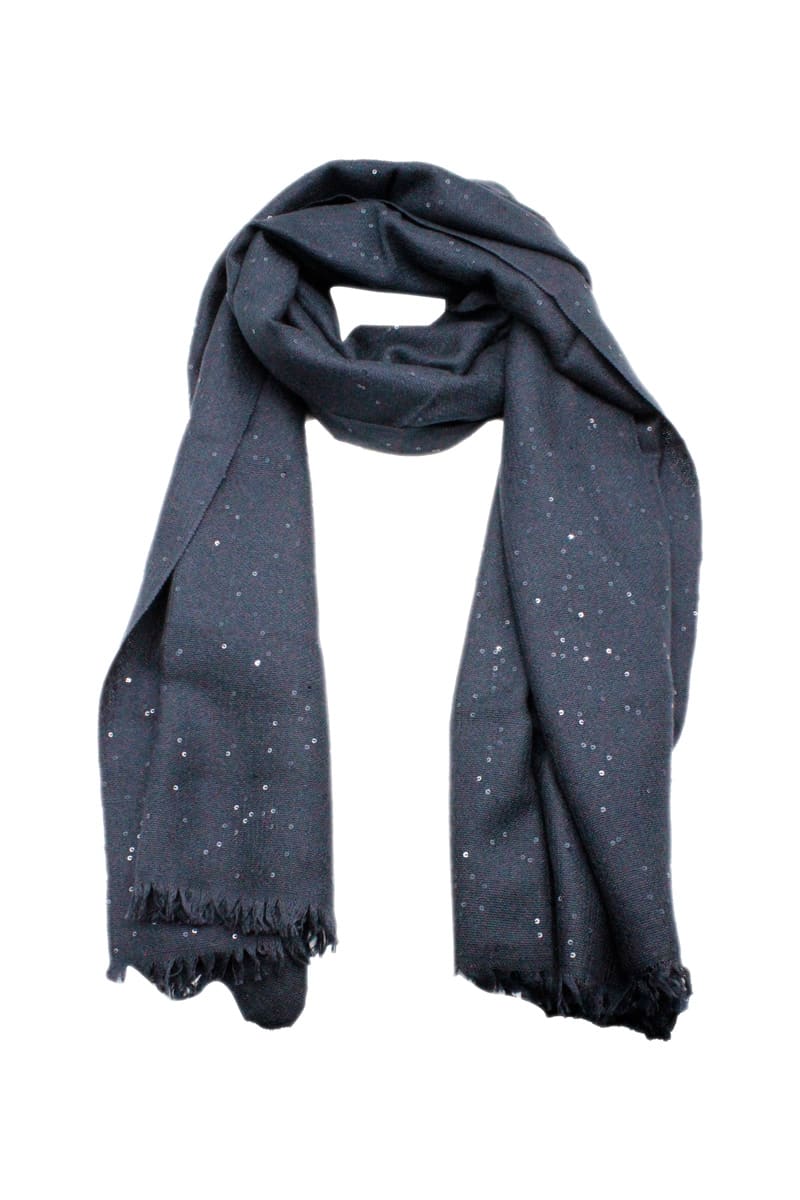 Brunello Cucinelli Wide Scarf In Cashmere Silk With Fringes Brunello Cucinelli Wide Scarf In Cashmere Silk With Fringes