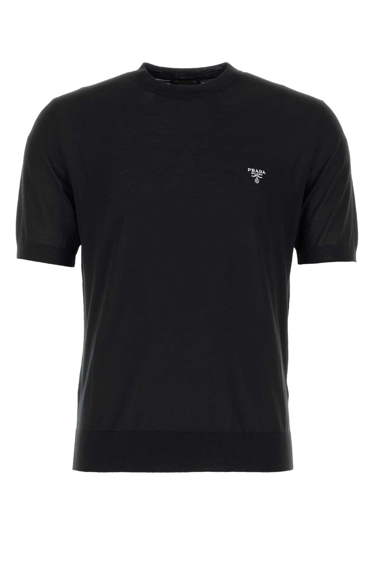 Tシャツ・カットソー PRADA FW25 Black wool t-shirt (UMB272S2121075 F0002) PRADA FW25 Black wool t-shirt (UMB272S2121075 F0002) (PRADA