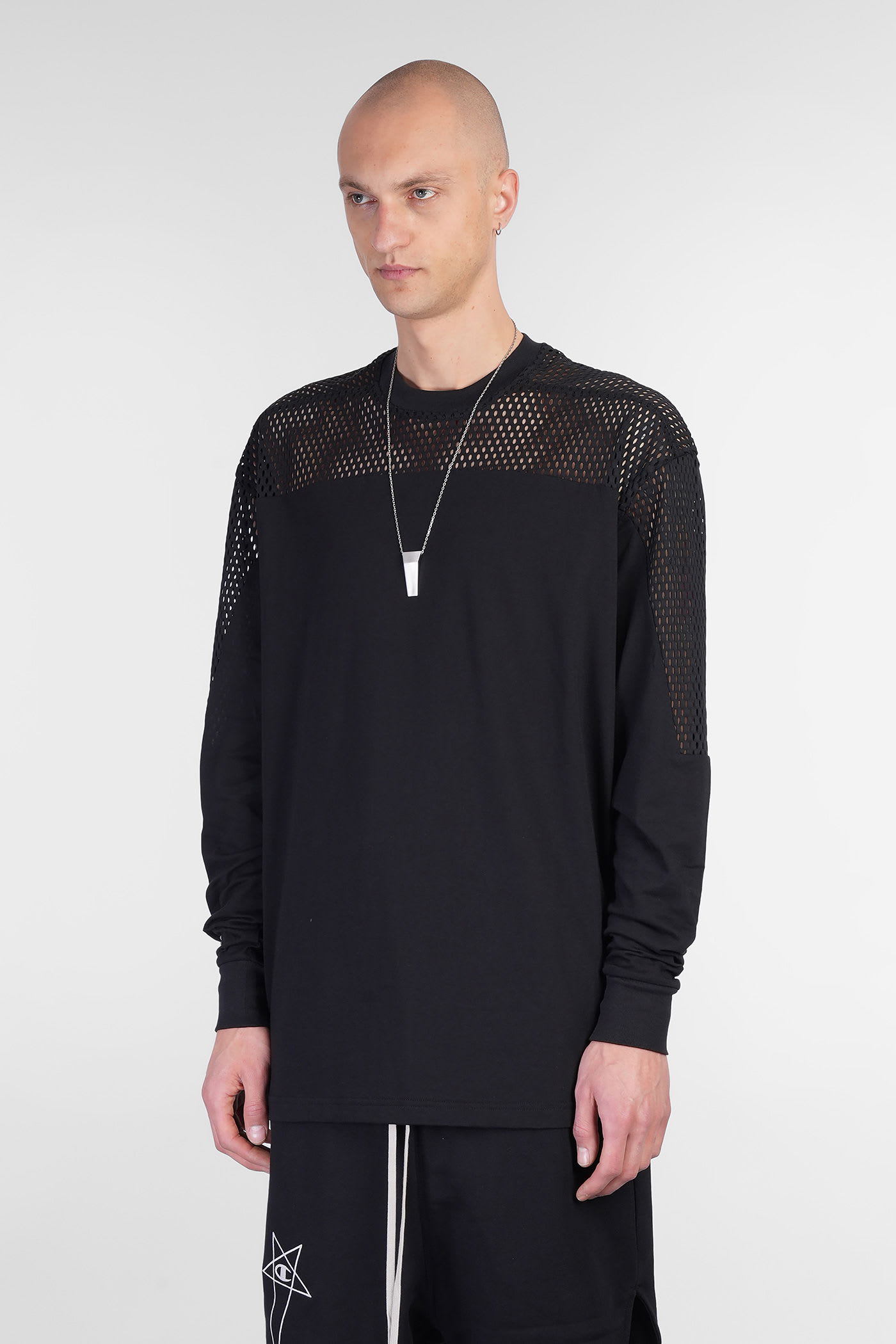 Rick Owens x Champion Girdered T In Black Cotton | italist
