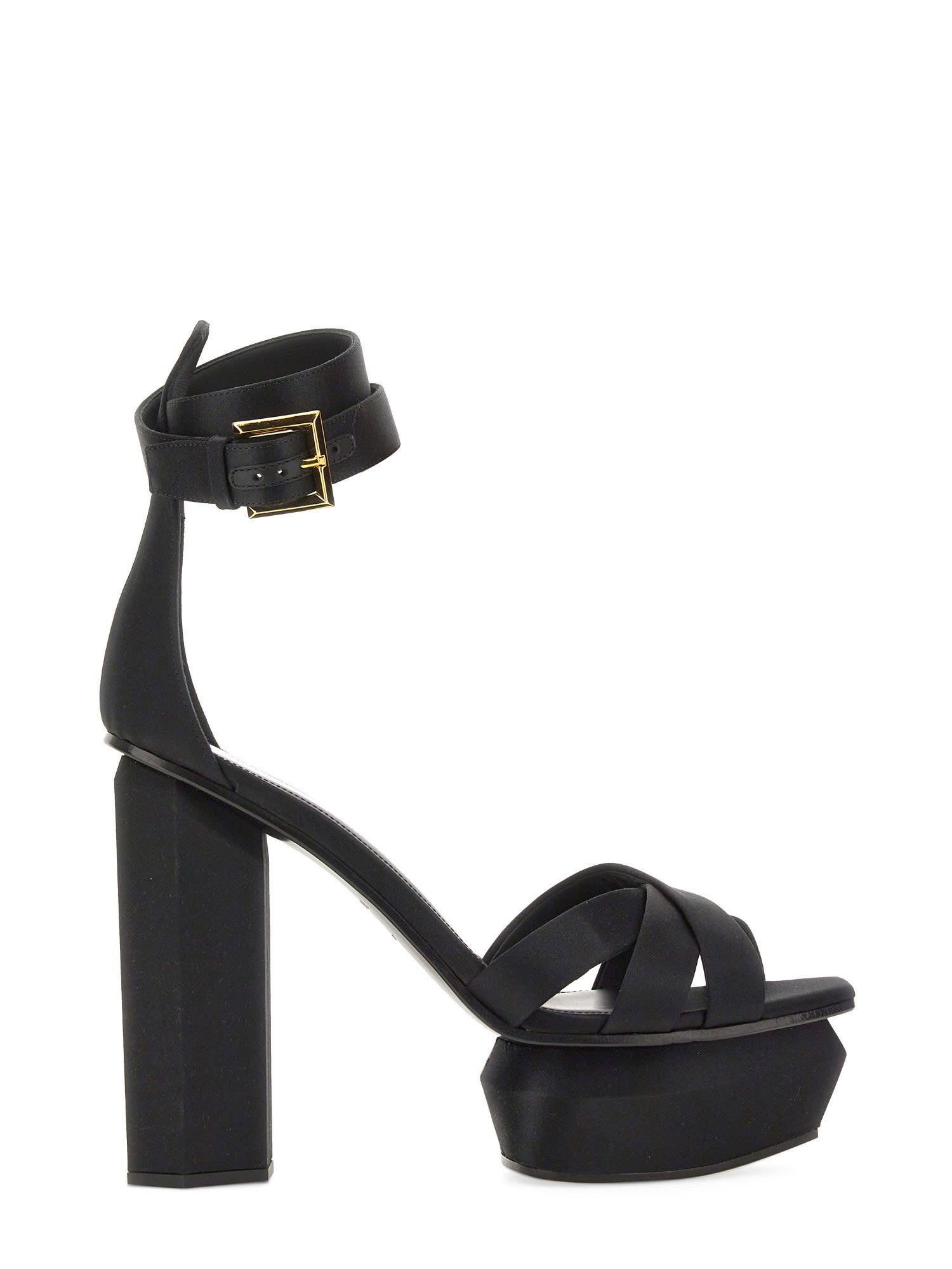 【関税&送料込】Balmain Ava Sandal With Platform Ava embellished suede platform sandals in black - Balmain