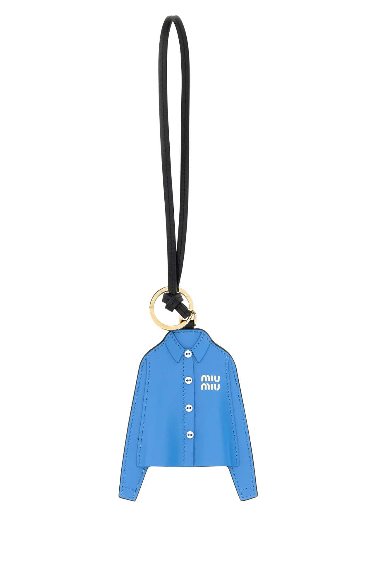 【関税&送料込】Miu Miu Cerulean Blue Leather Keyring Miu Miu Cerulean Blue Leather Keyring | italist