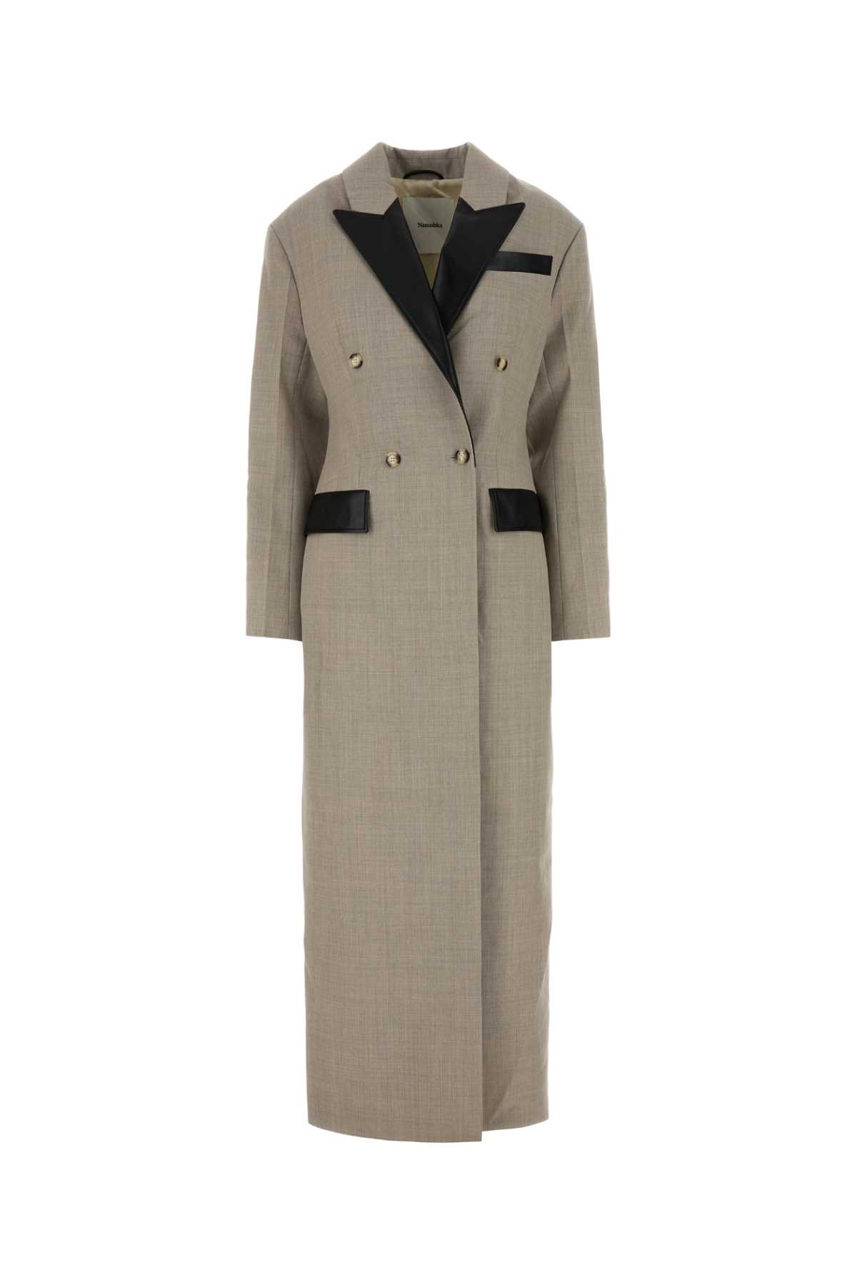 コート nanushka Dove grey twill Ferris coat Nanushka Dove Grey Twill Ferris Coat | italist