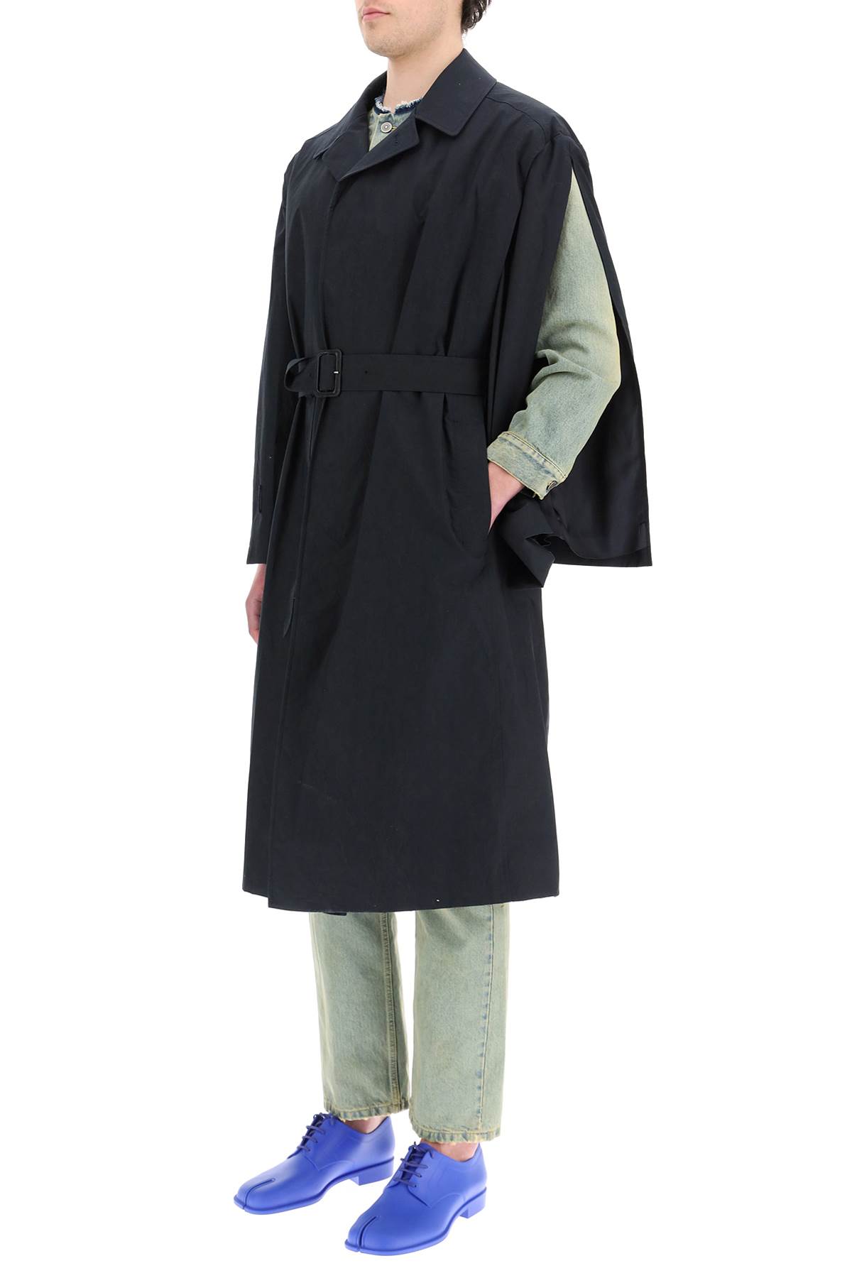 Maison Margiela Trompe L'oeil Trench Coat In Cotton And Denim