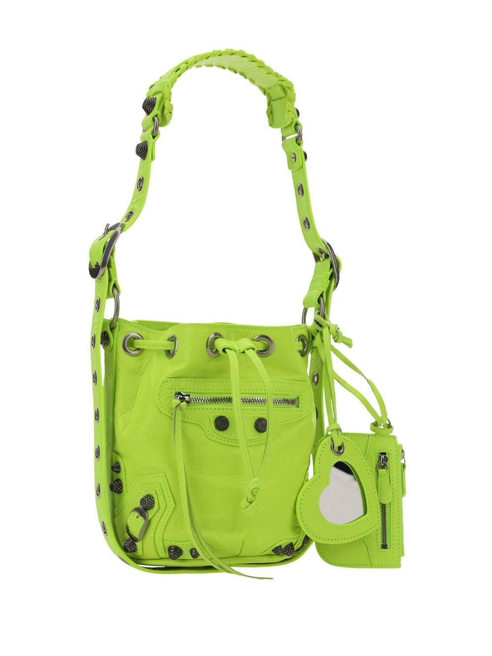 ショルダーバッグ・ポシェット BALENCIAGA Fluo yellow leather Le Cagole XS bucket bag Balenciaga Fluo Yellow Leather Le Cagole Xs Bucket Bag