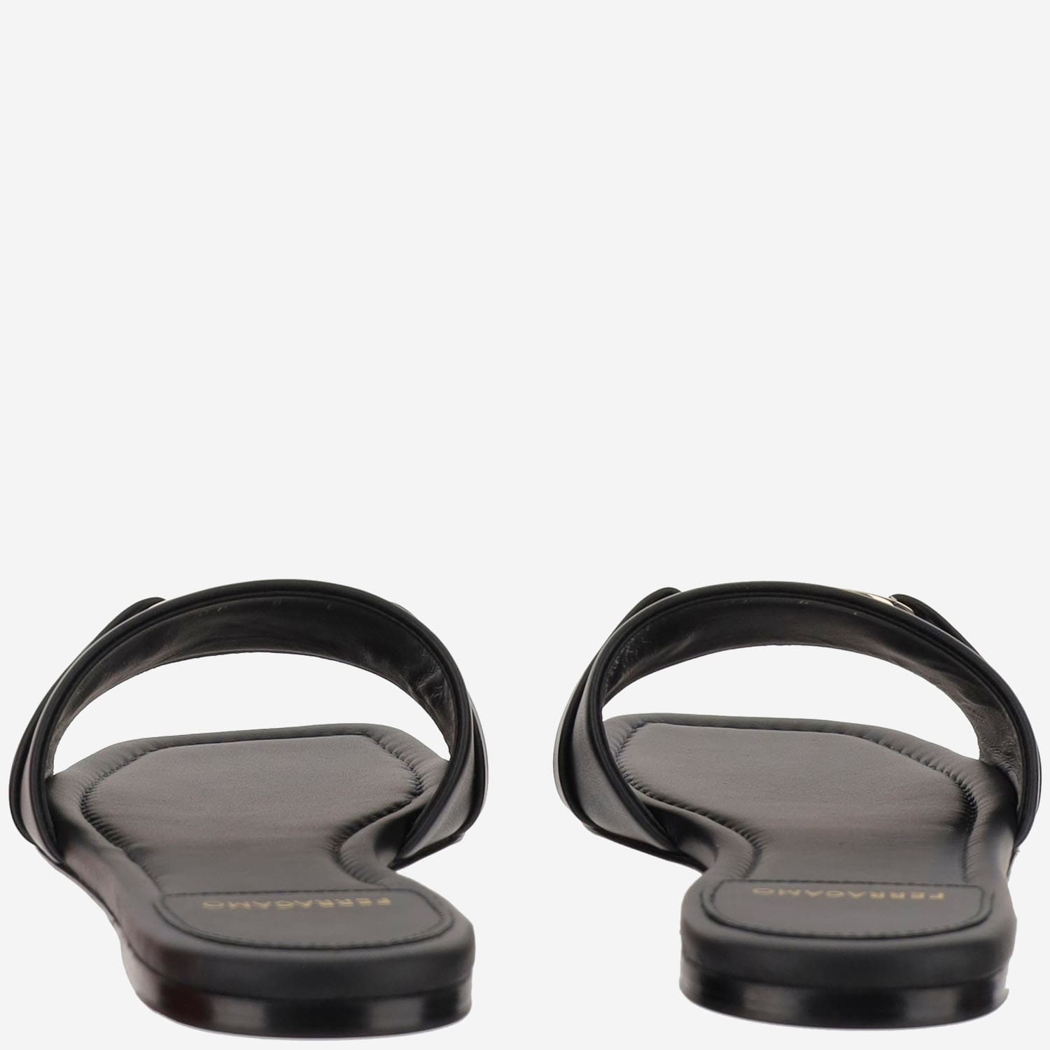 Ferragamo Leather Flat Sandals With Logo | italist