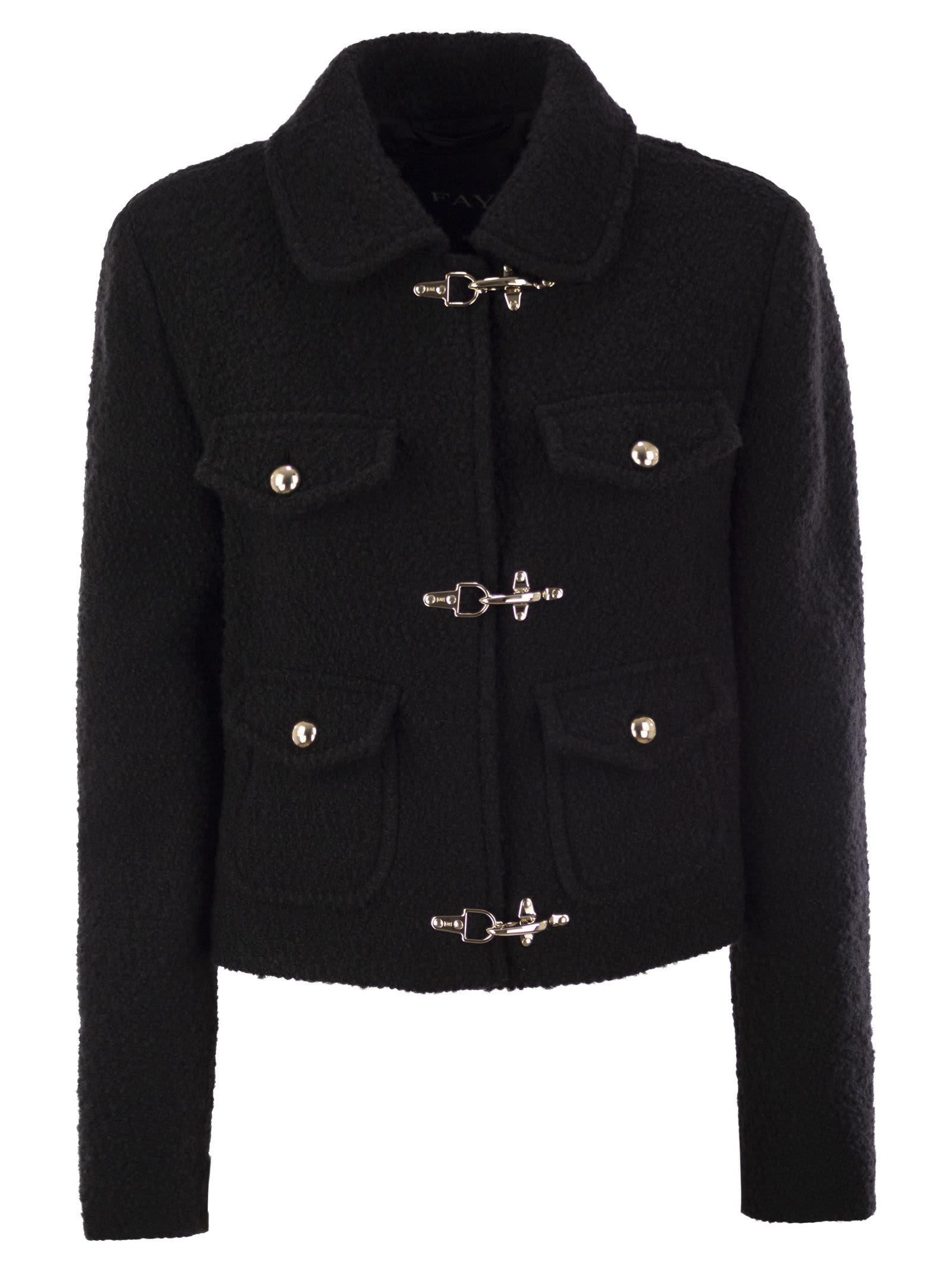 ジャケット Fay FW24 3-hook wool jacket (NGW73494510 B999) Fay 3-hook Wool Jacket | italist