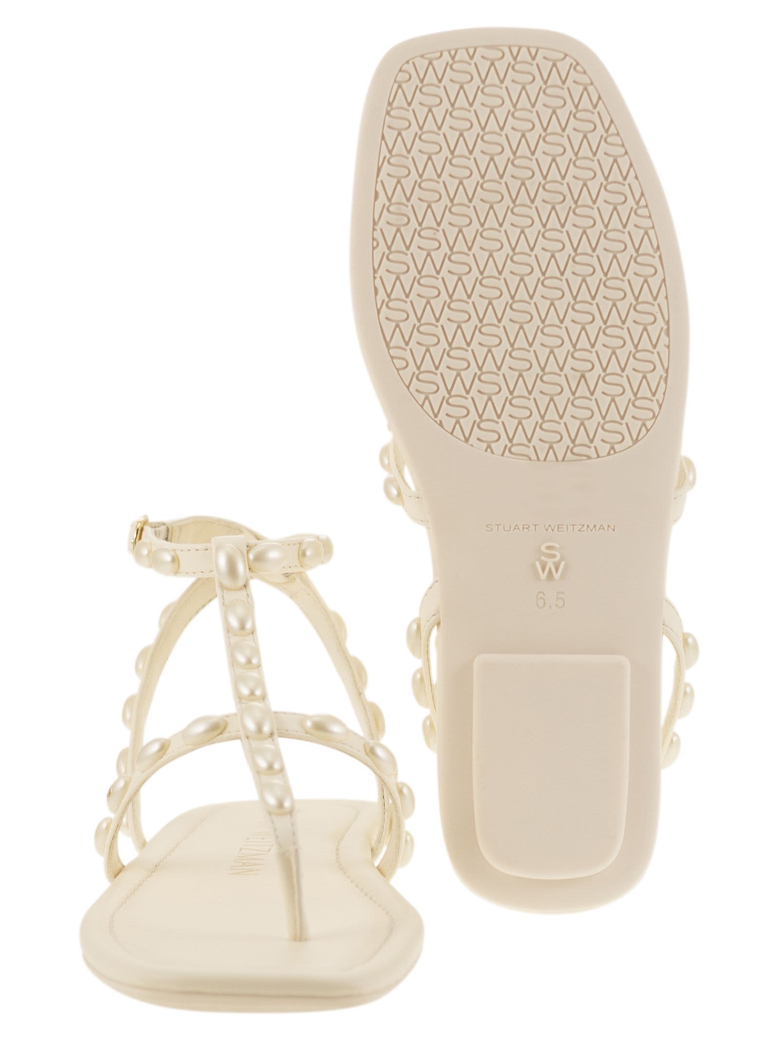 サンダル・ミュール Stuart Weitzman PEARLITA - Thong sandal with pearls Stuart Weitzman Pearlita Flat Sandal (Women) | Nordstromrack