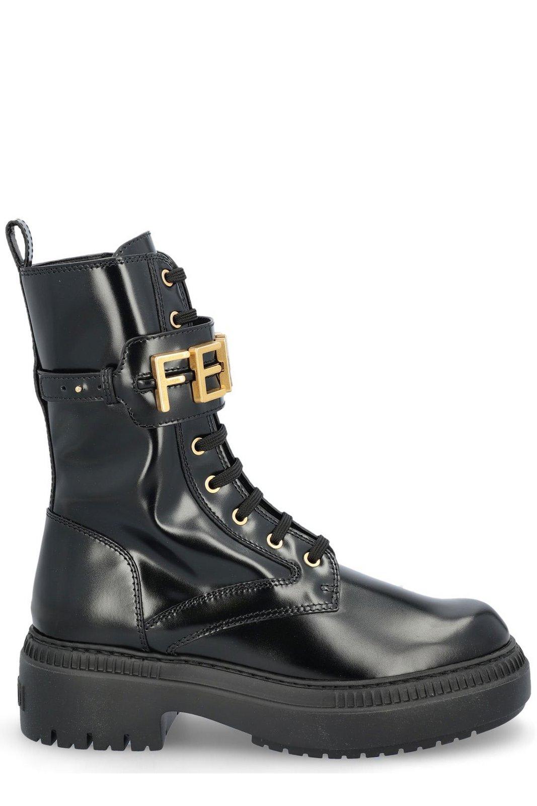 Shop FENDI 2022-23FW FENDI ☆Fendigraphy Black leather biker boots