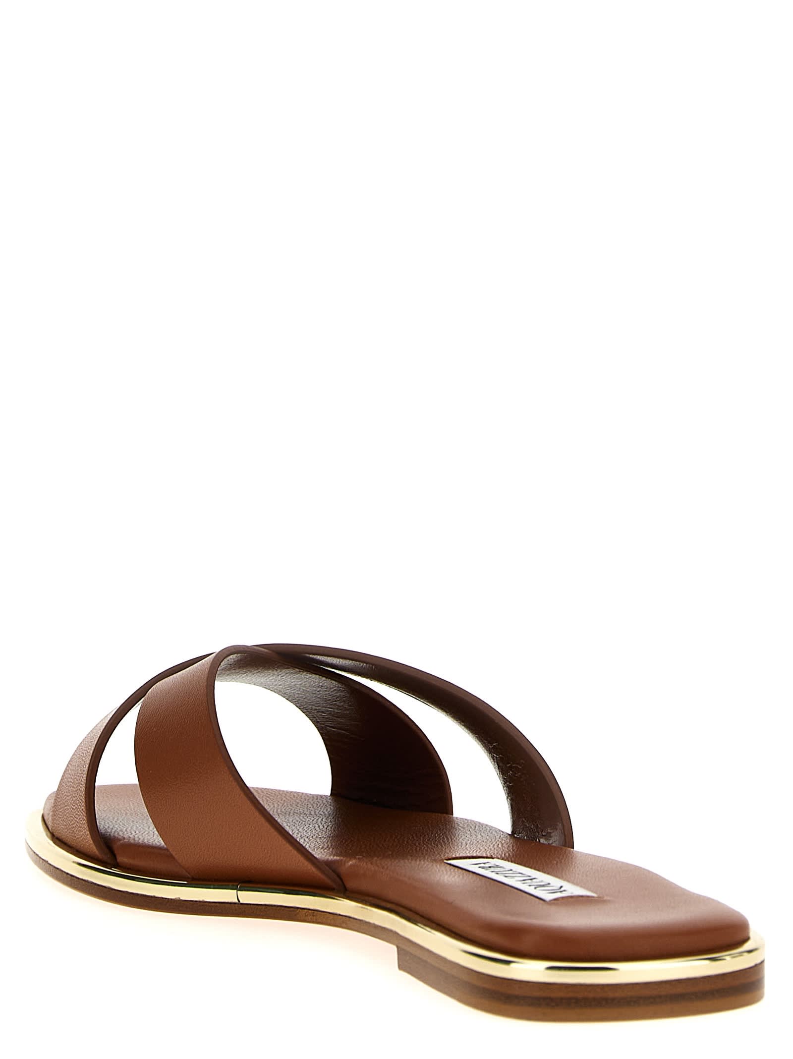 サンダル・ミュール AQUAZZURA SS25 'Divine' slides (DVEFLAS0NAP TOB) Divine Slide BROWN Aquazzura@ Official