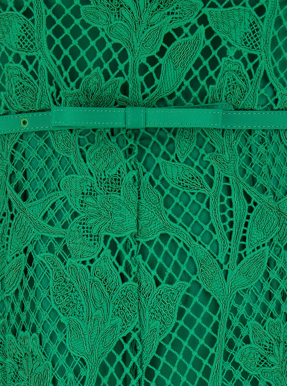 self-portrait Midi Green Dress With All-over Embroideries In