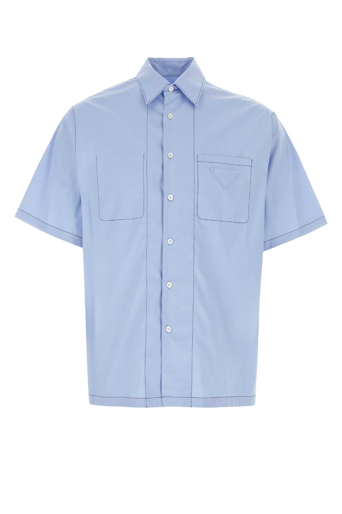 Tシャツ・カットソー PRADA Light blue stretch poplin shirt Prada Light Blue Stretch Poplin Shirt | italist